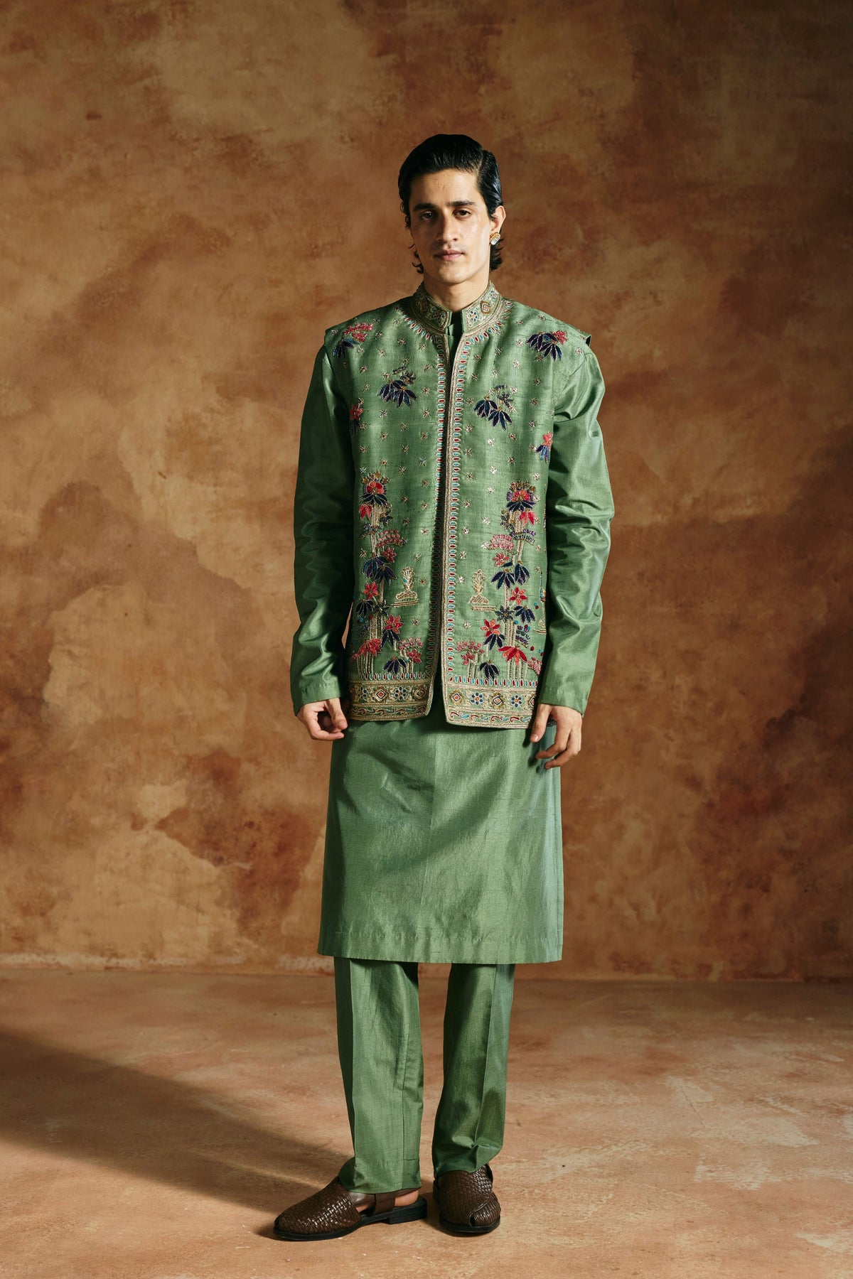 Sindh Embroidered Nehru Jacket