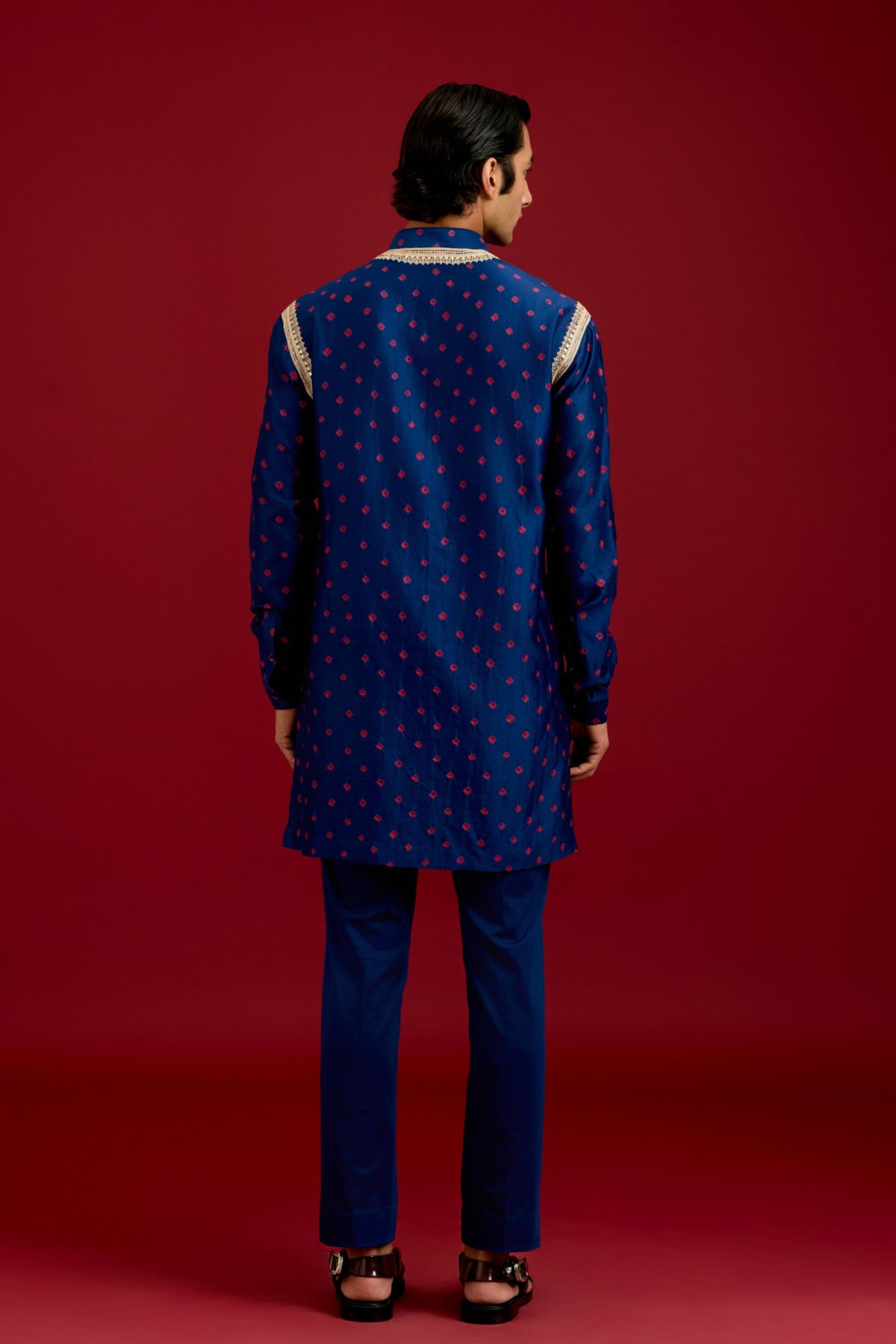 Navy Bandhej Kurta set