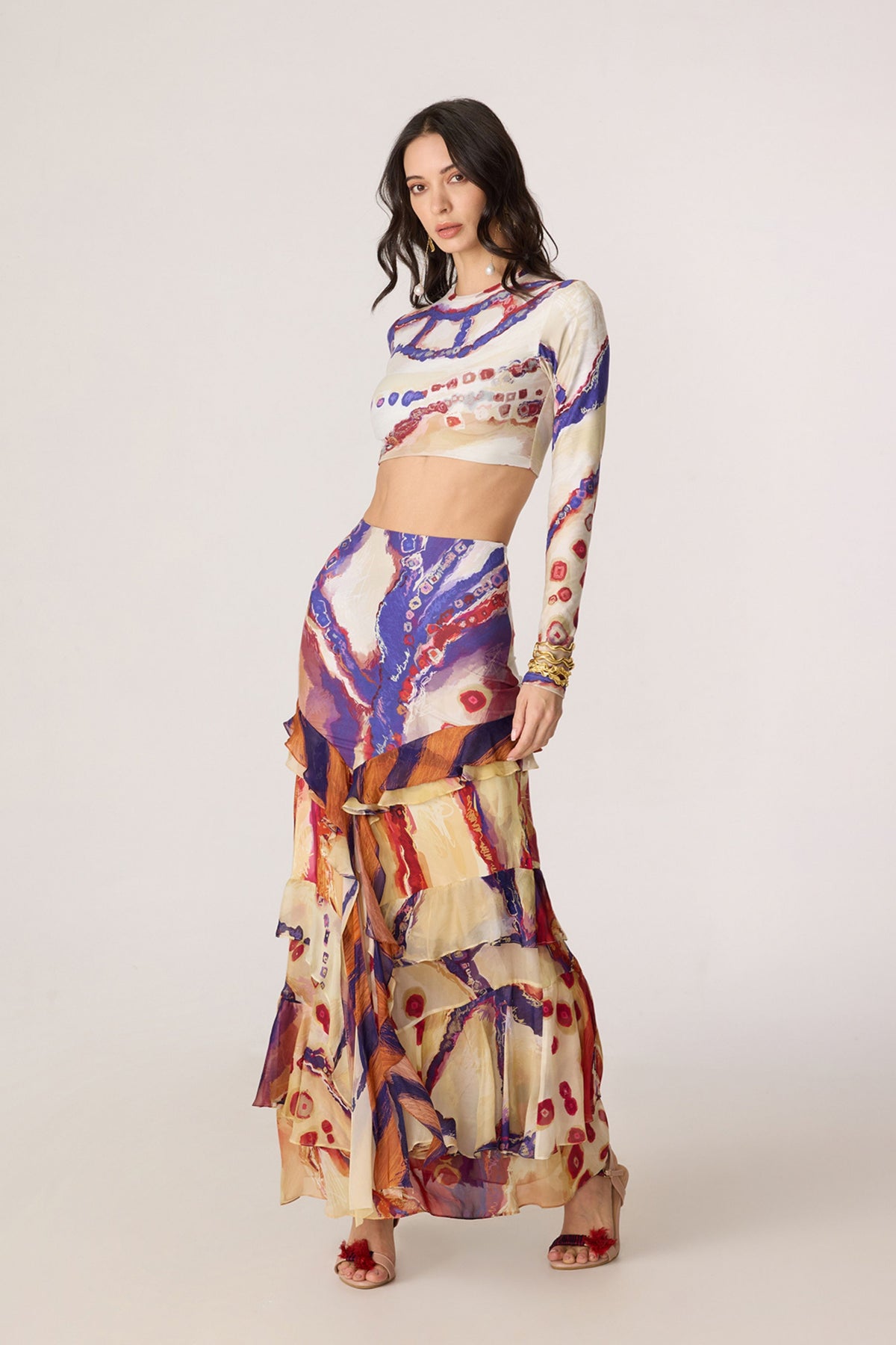 Zavi Blouse & Marieya Skirt Set