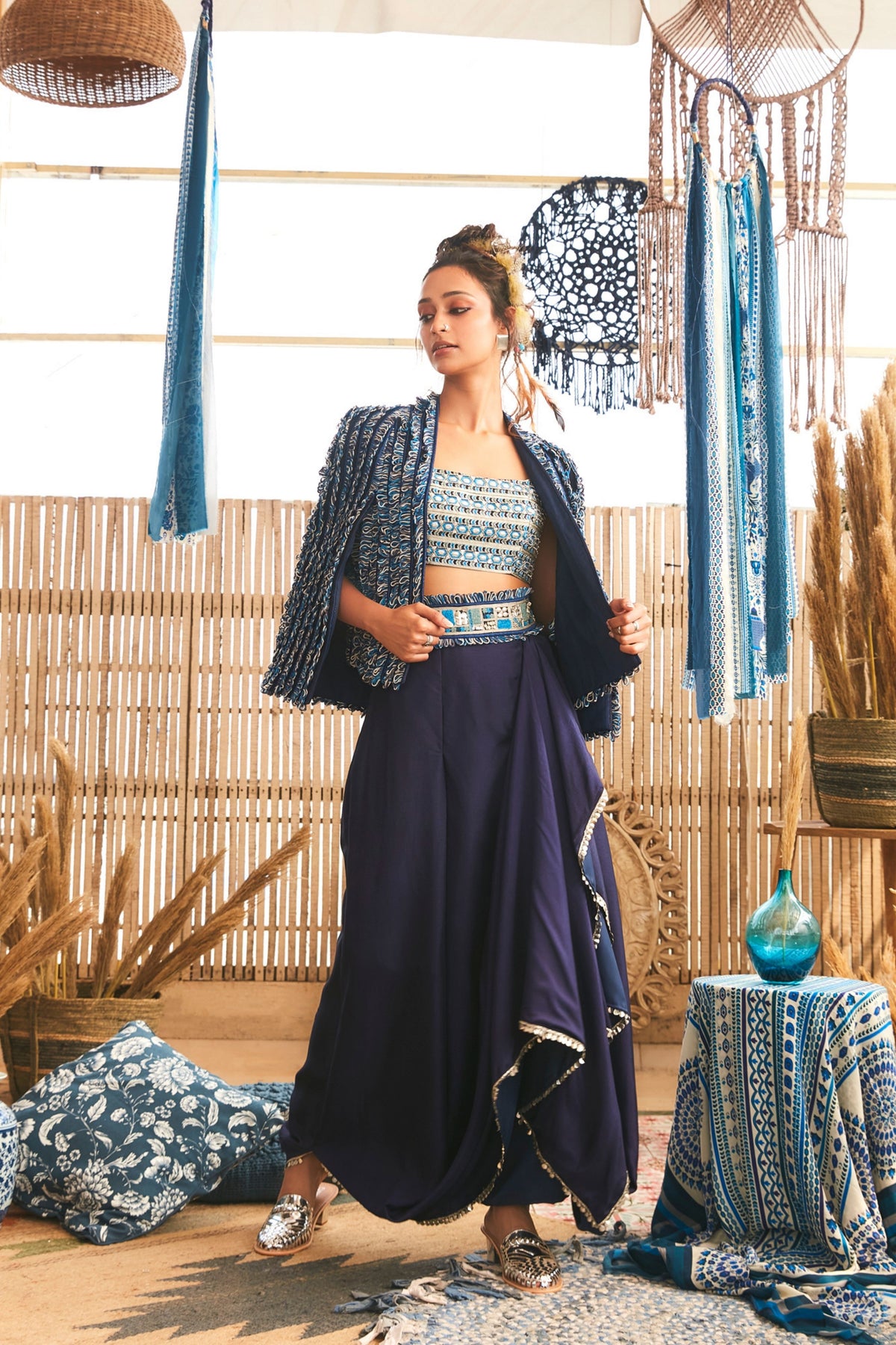 Blue Art Deco Lehenga Set