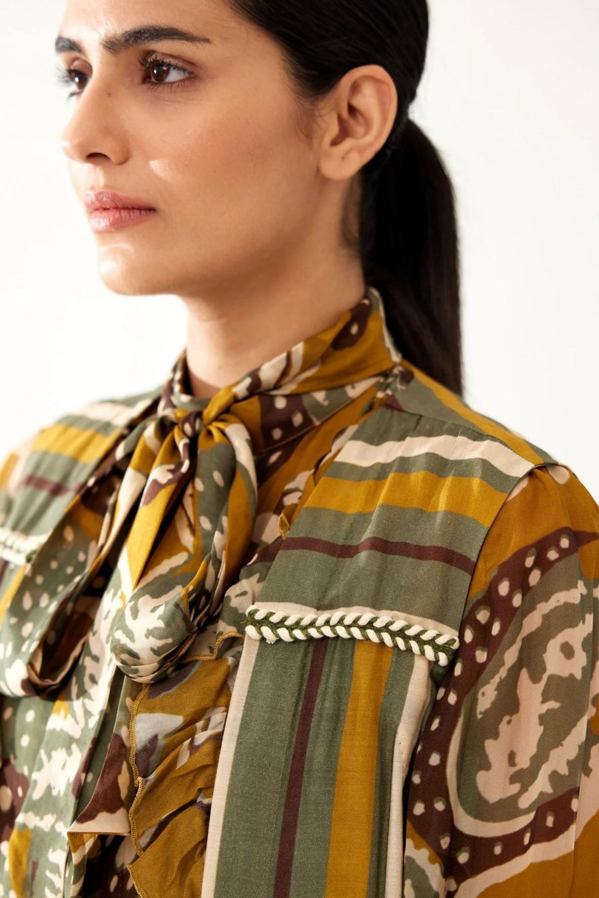 Mustard And Olive Stripe Cape