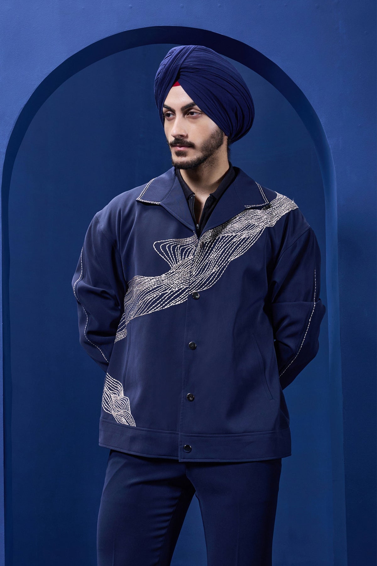 Navy Embroidered Co Ord