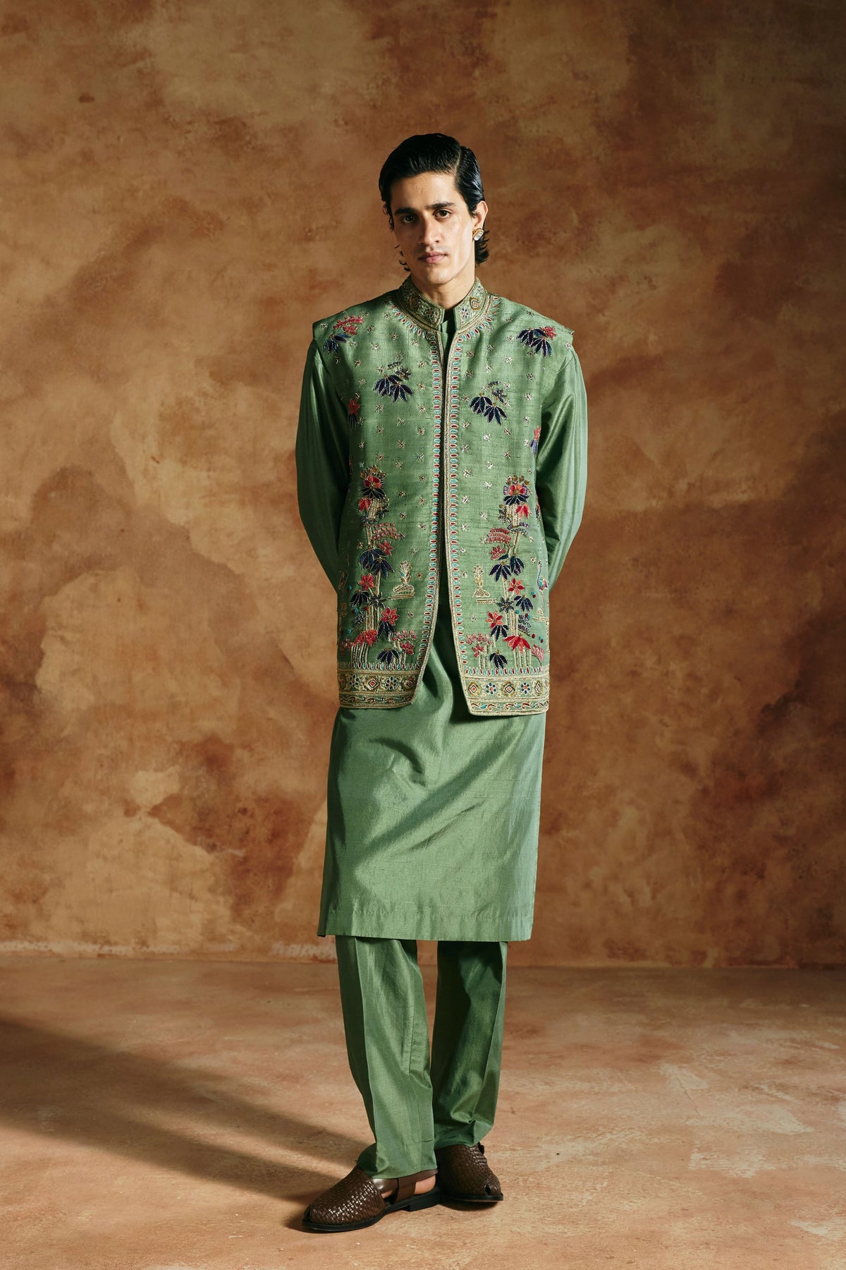 Sindh Embroidered Nehru Jacket