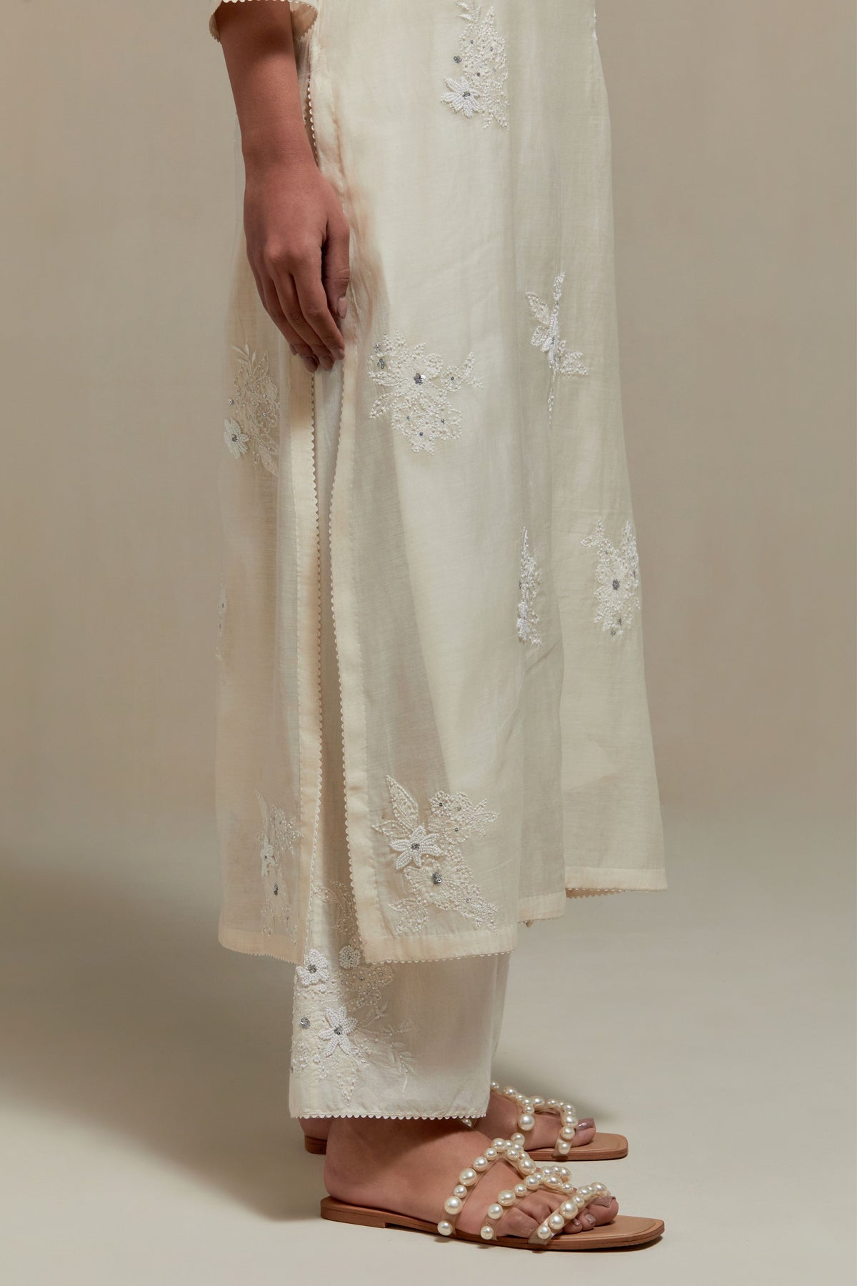 Off White Cotton Kurta Set