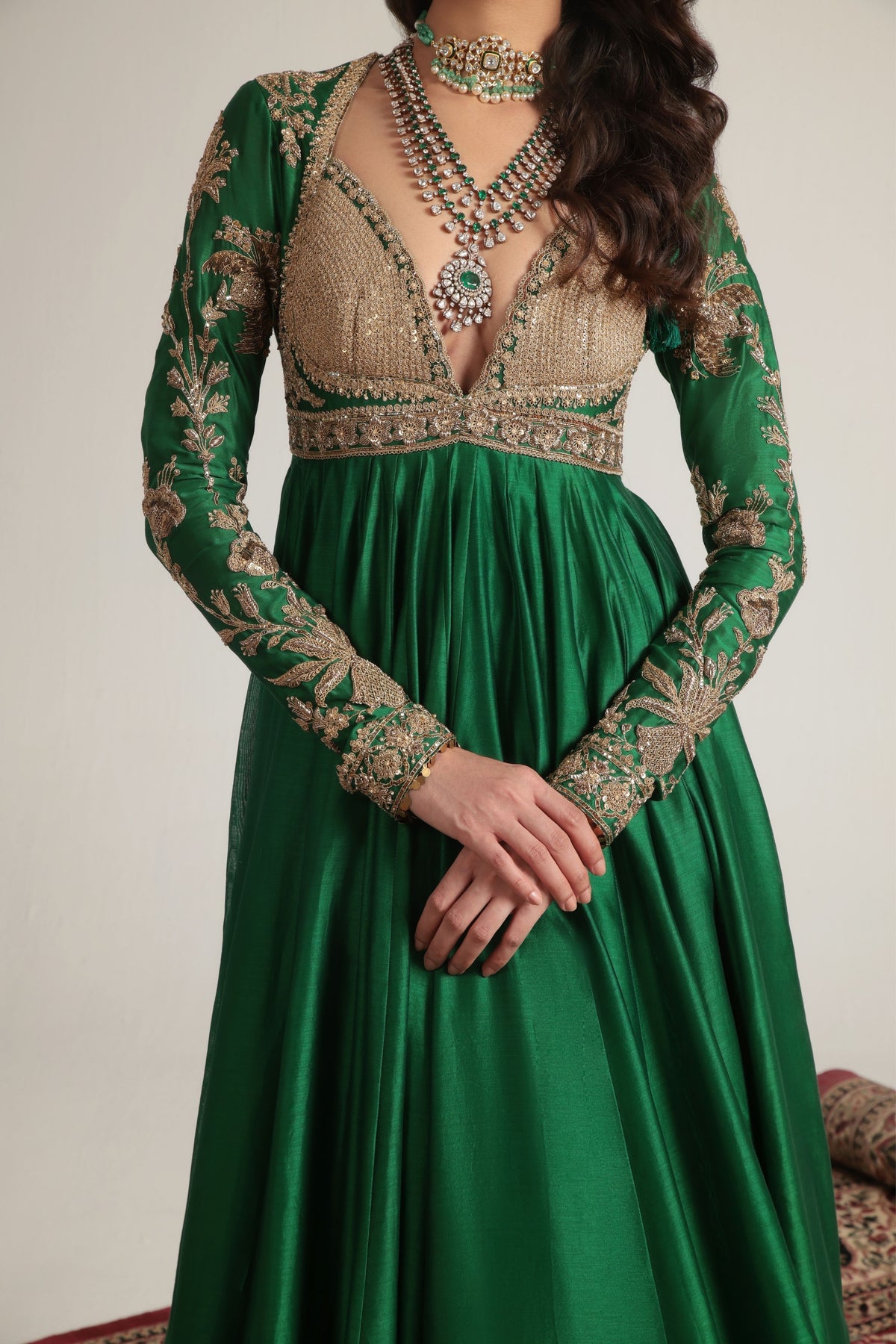 Green Heavy Yoke Kalidar Set
