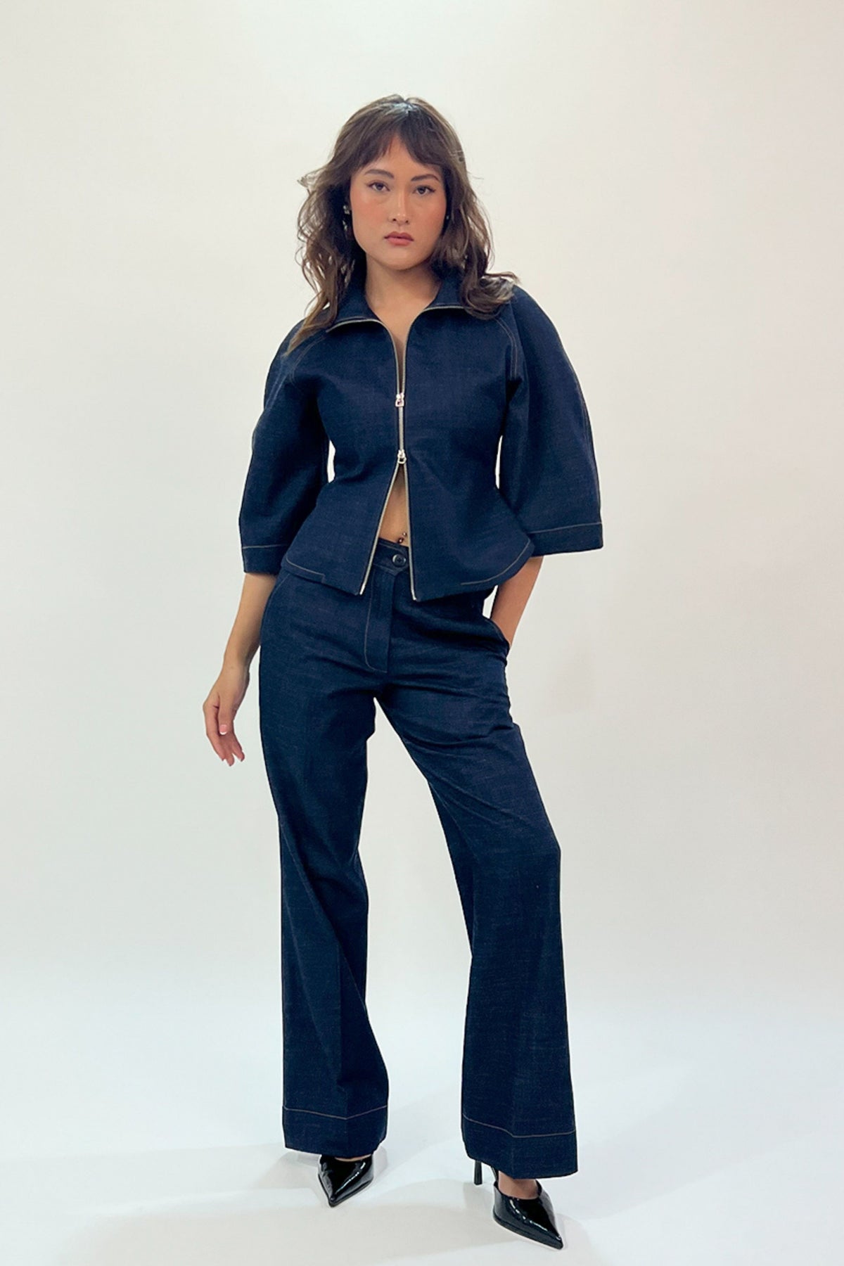 Flared Denim Pants