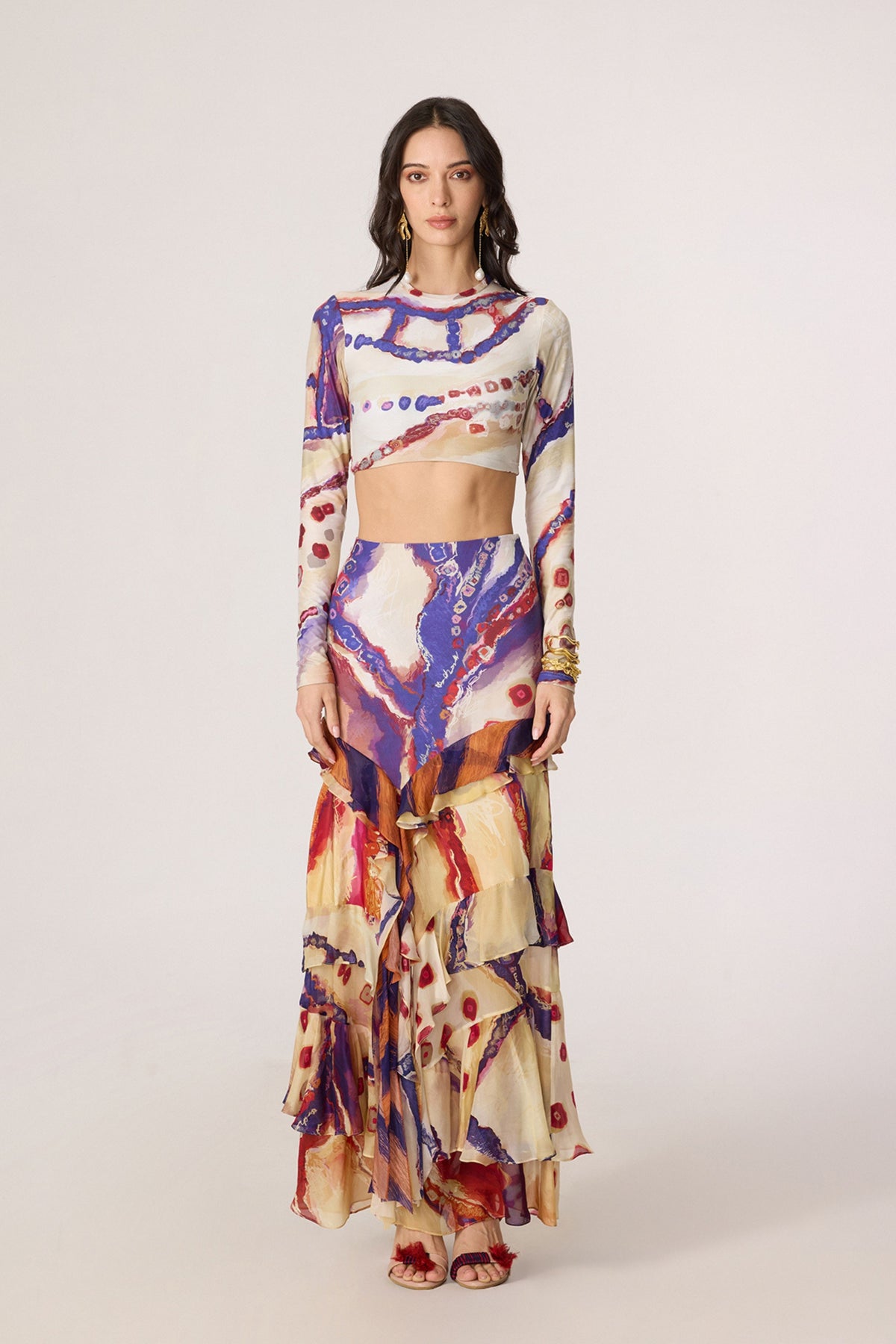 Zavi Blouse & Marieya Skirt Set