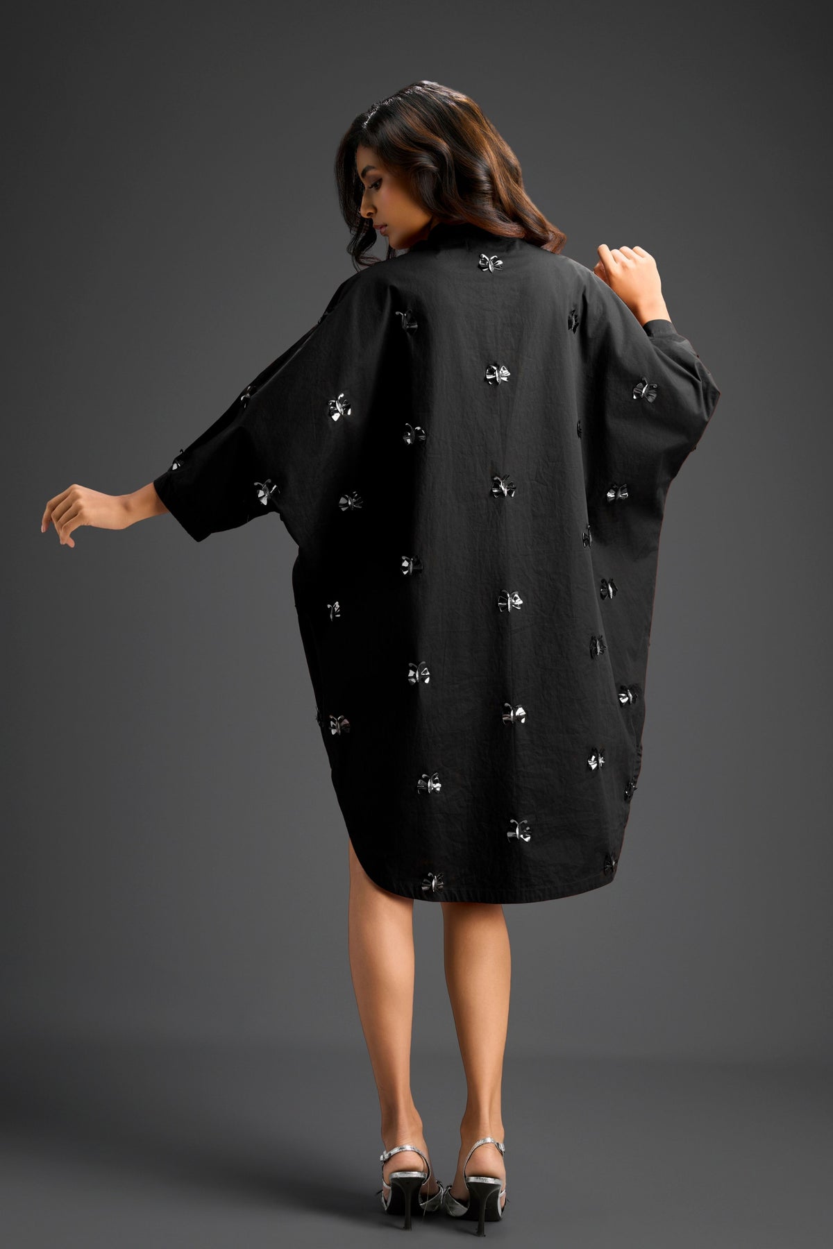 Black Oversized Cotton Shirt Dress