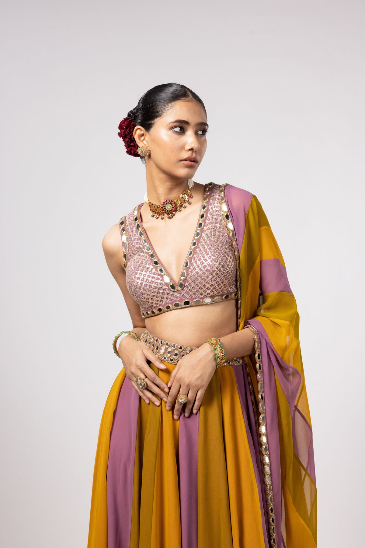 Green Lehenga Pant Set