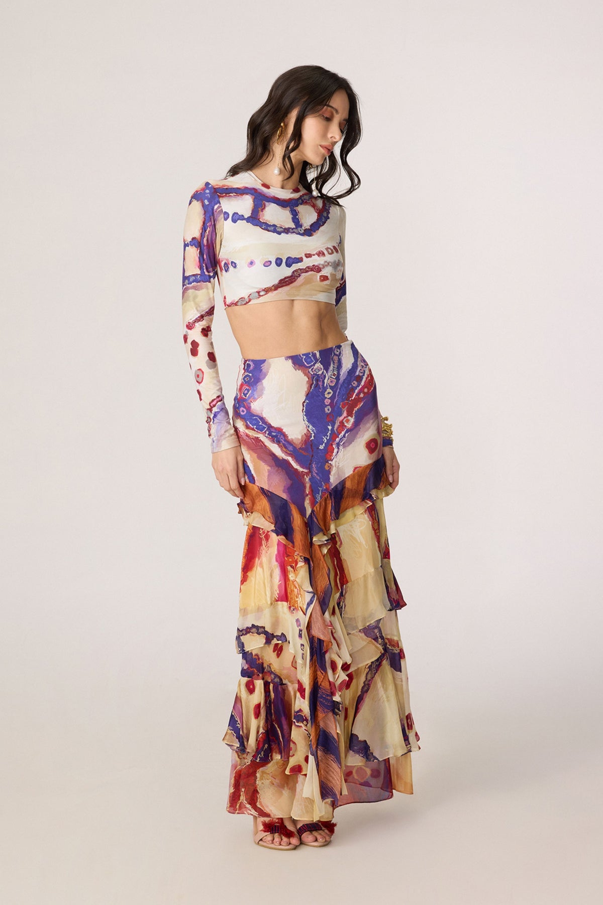 Zavi Blouse & Marieya Skirt Set
