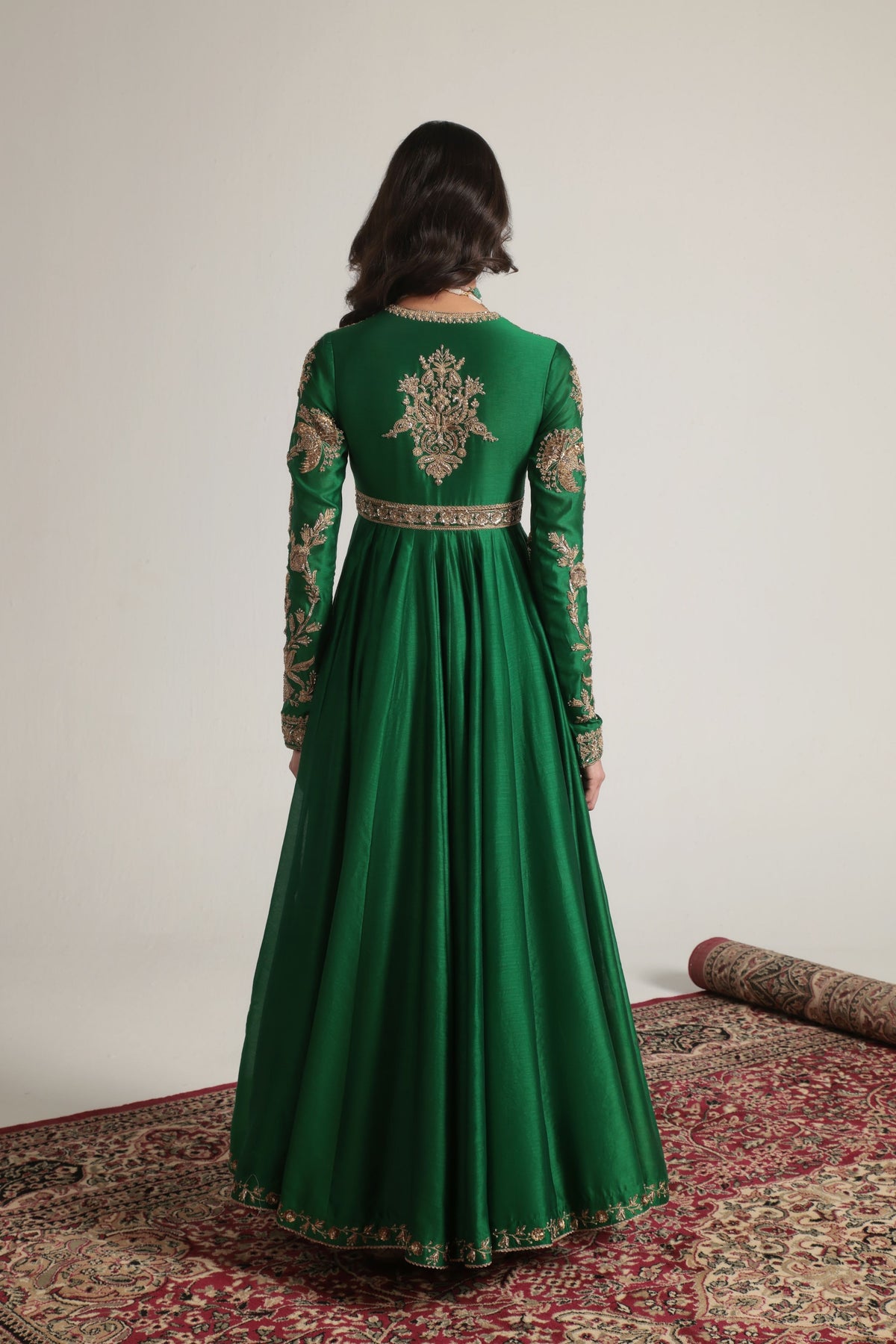 Green Heavy Yoke Kalidar Set