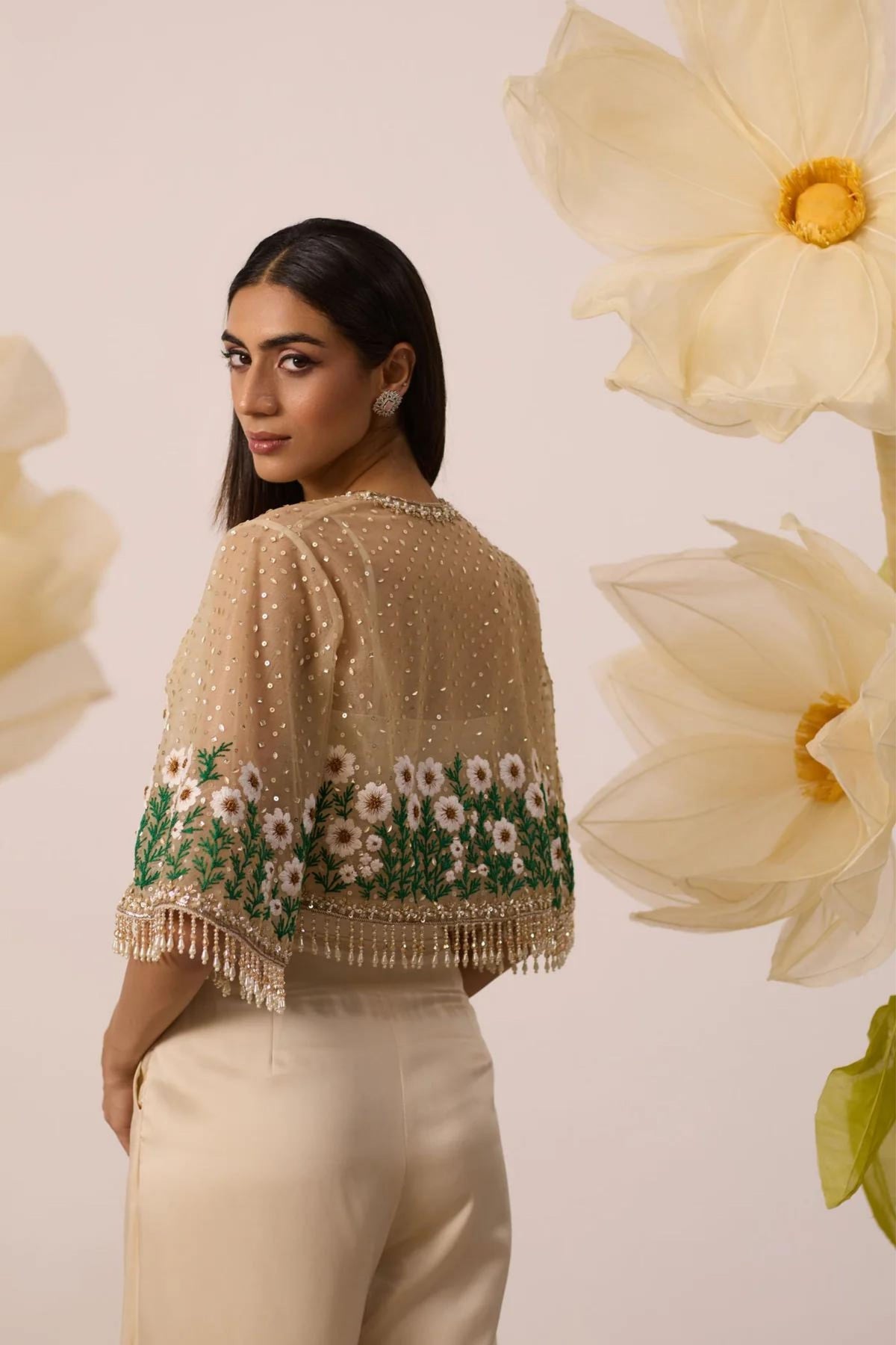 Ivory Bustier And Cepe With Pants
