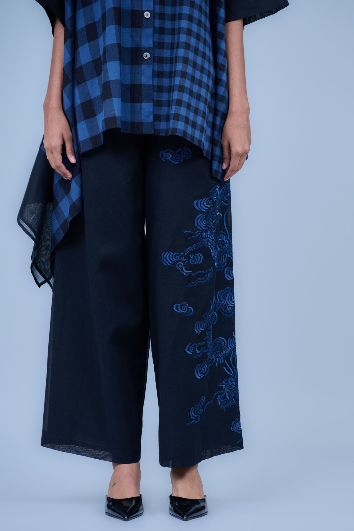 Black Threadwork Pants