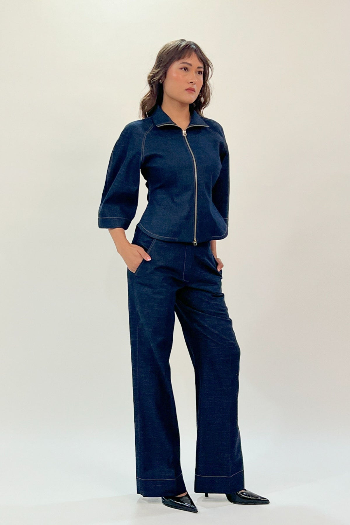 Flared Denim Pants