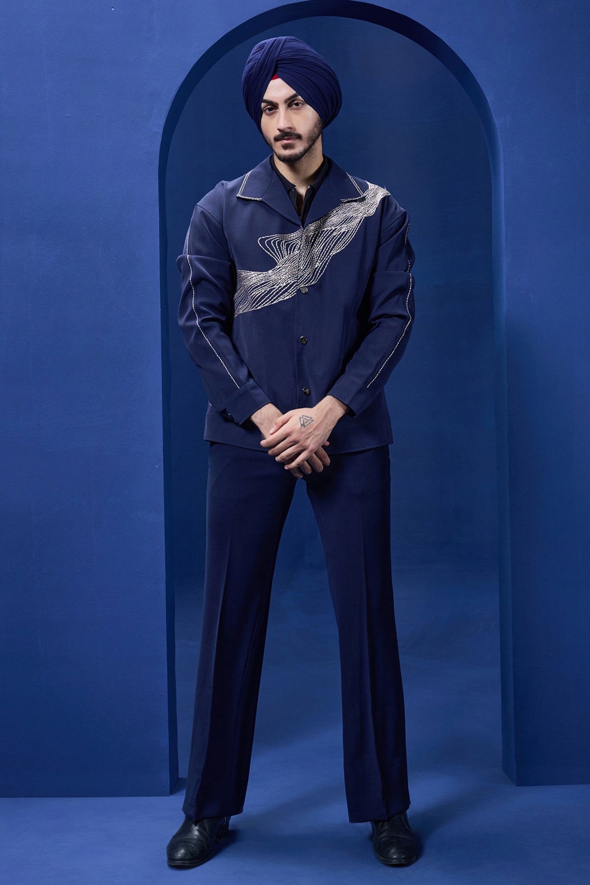 Navy Embroidered Co Ord