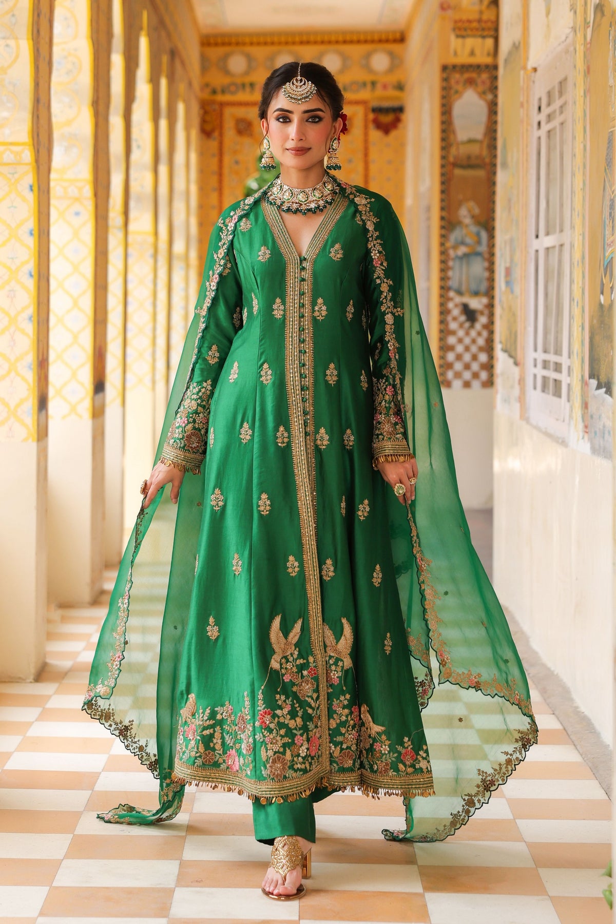 Ahista Green Anarkali Set