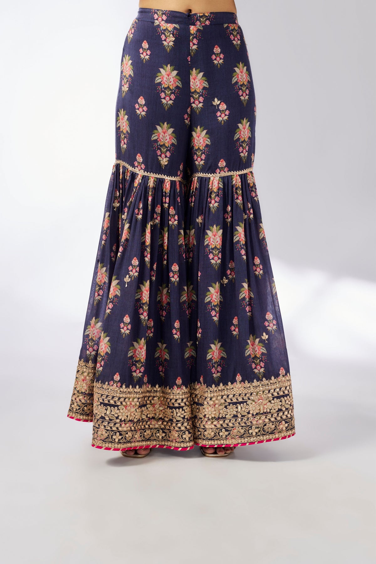 Navy Dhriti Sleeveless Sharara Set