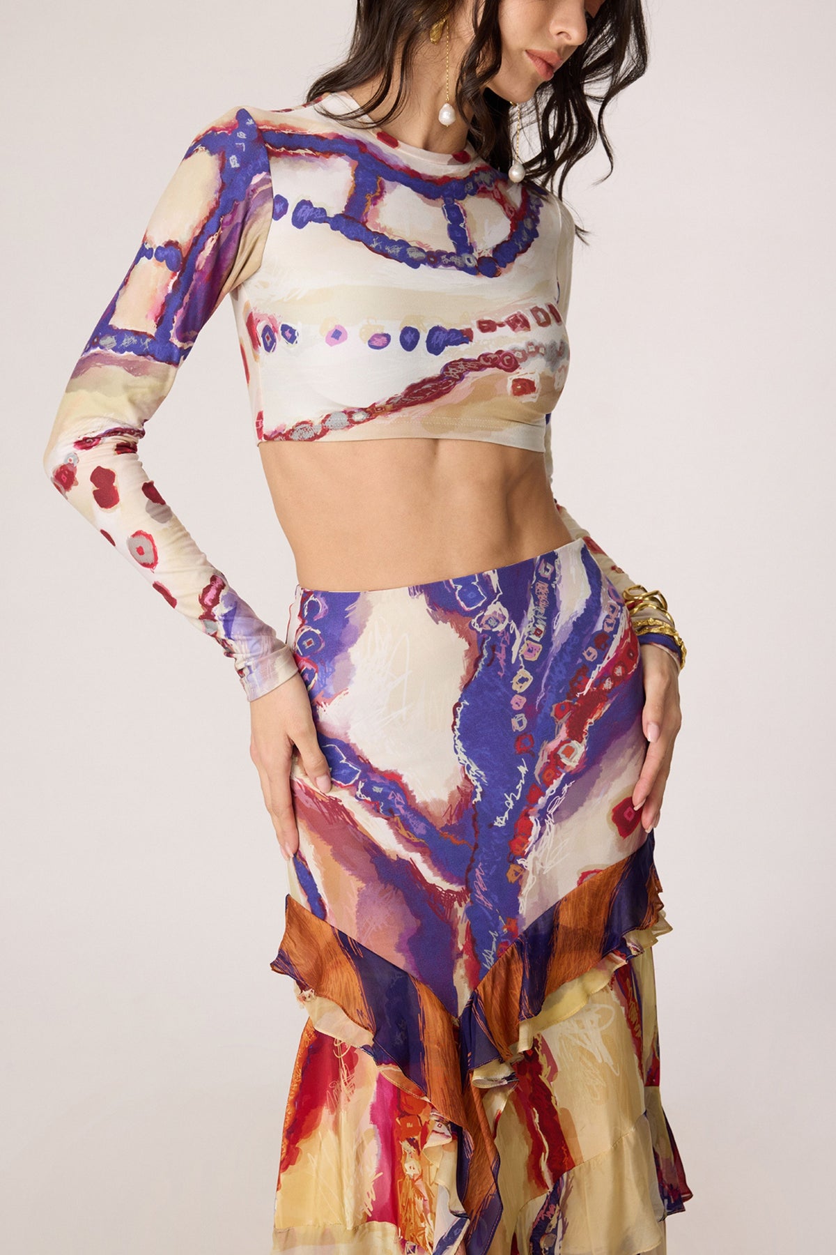 Zavi Blouse & Marieya Skirt Set