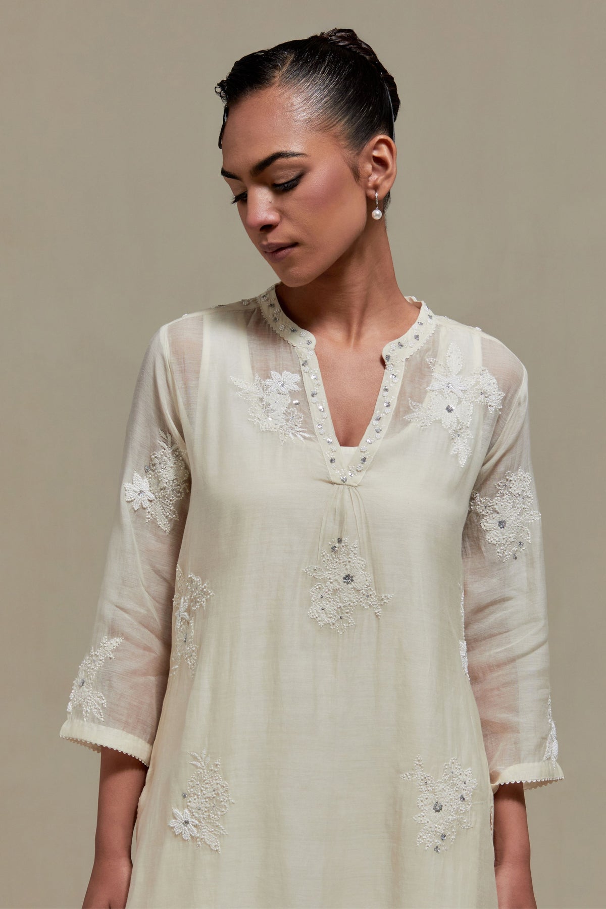 Off White Cotton Kurta Set