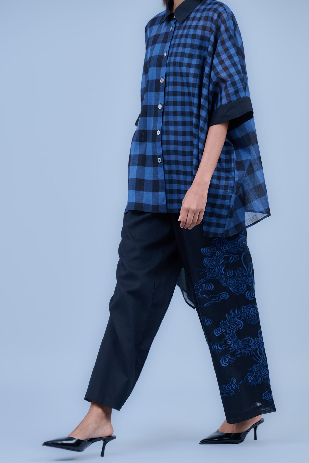 Black Threadwork Pants