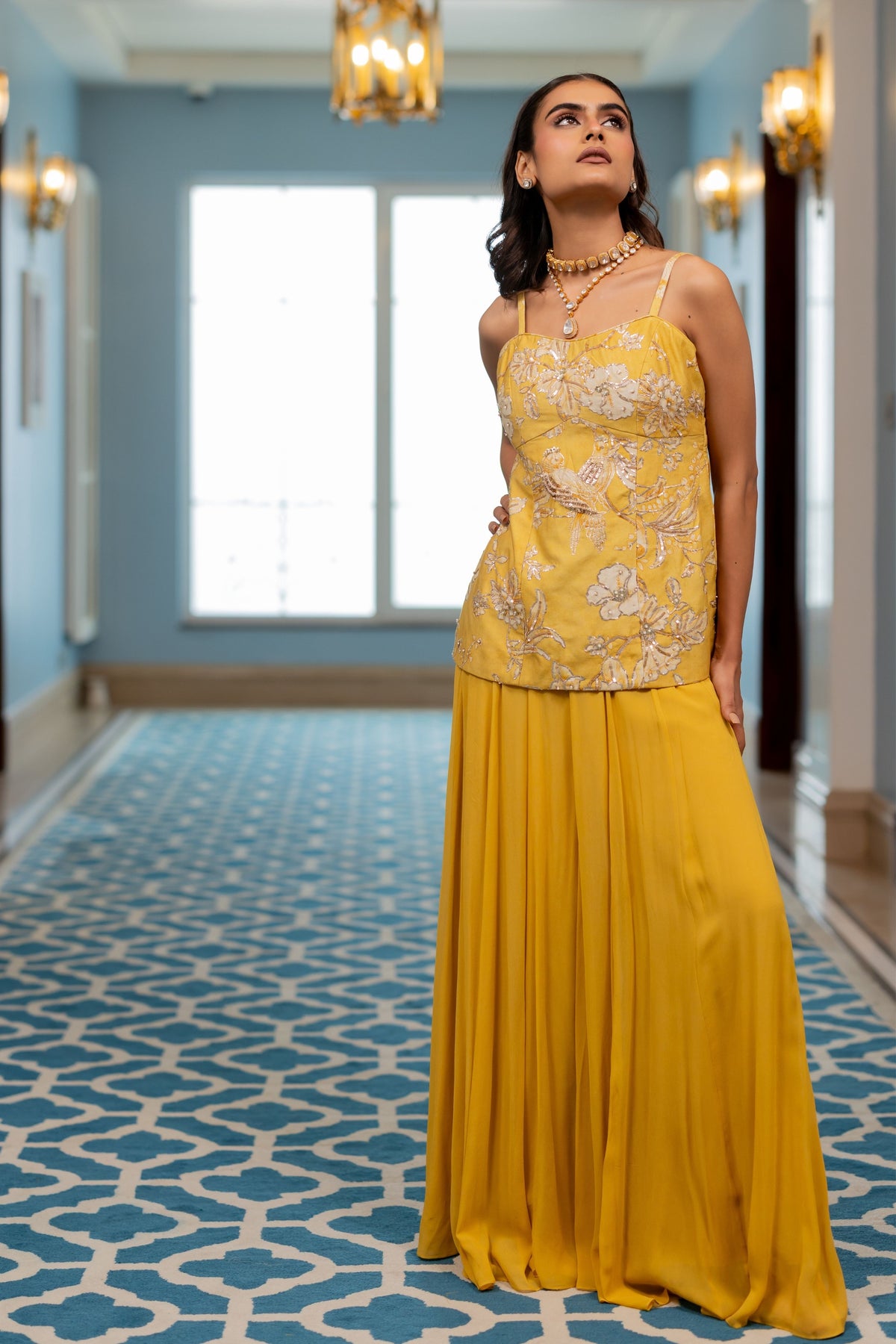 Miyu Yellow Sharara Set