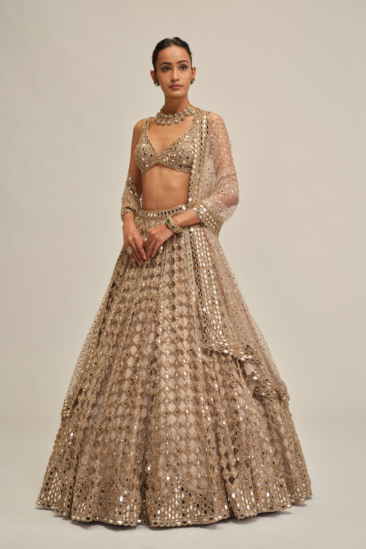 Beige Diamond Lehenga Set
