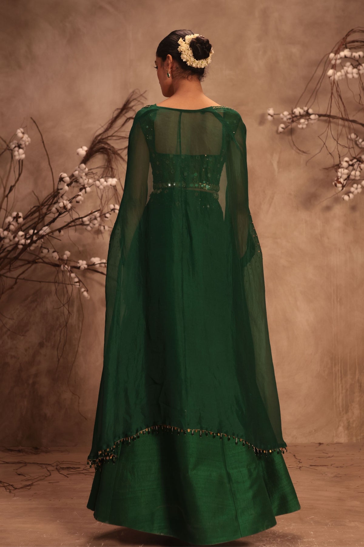 Green Cape Lehenga Set