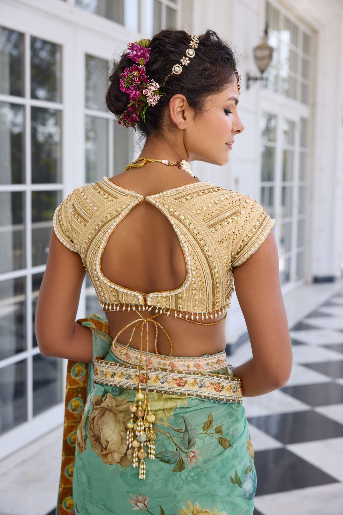 Frida Rama Draped Saree Set