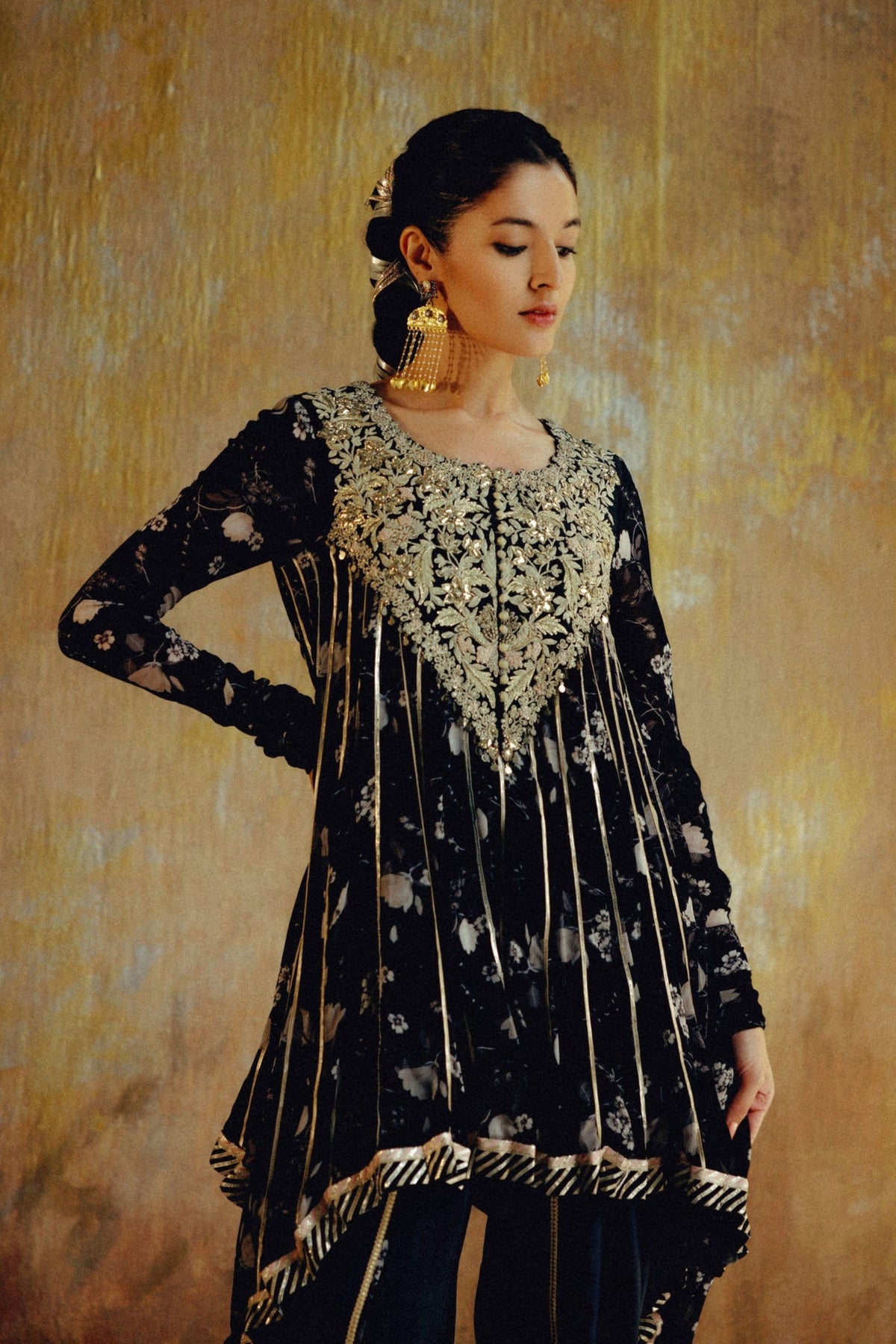 Black Asymetric Tunic Set