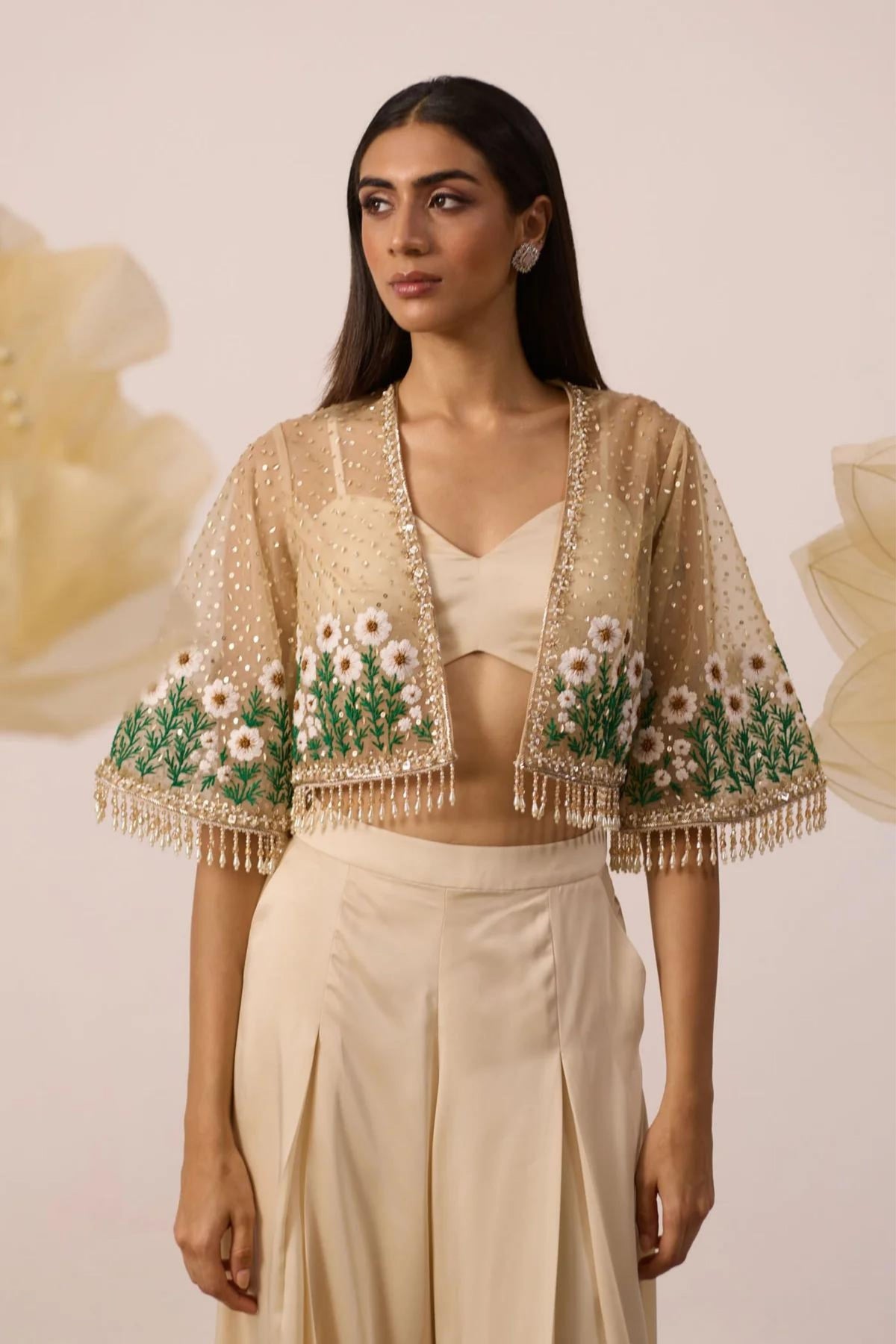 Ivory Bustier And Cepe With Pants