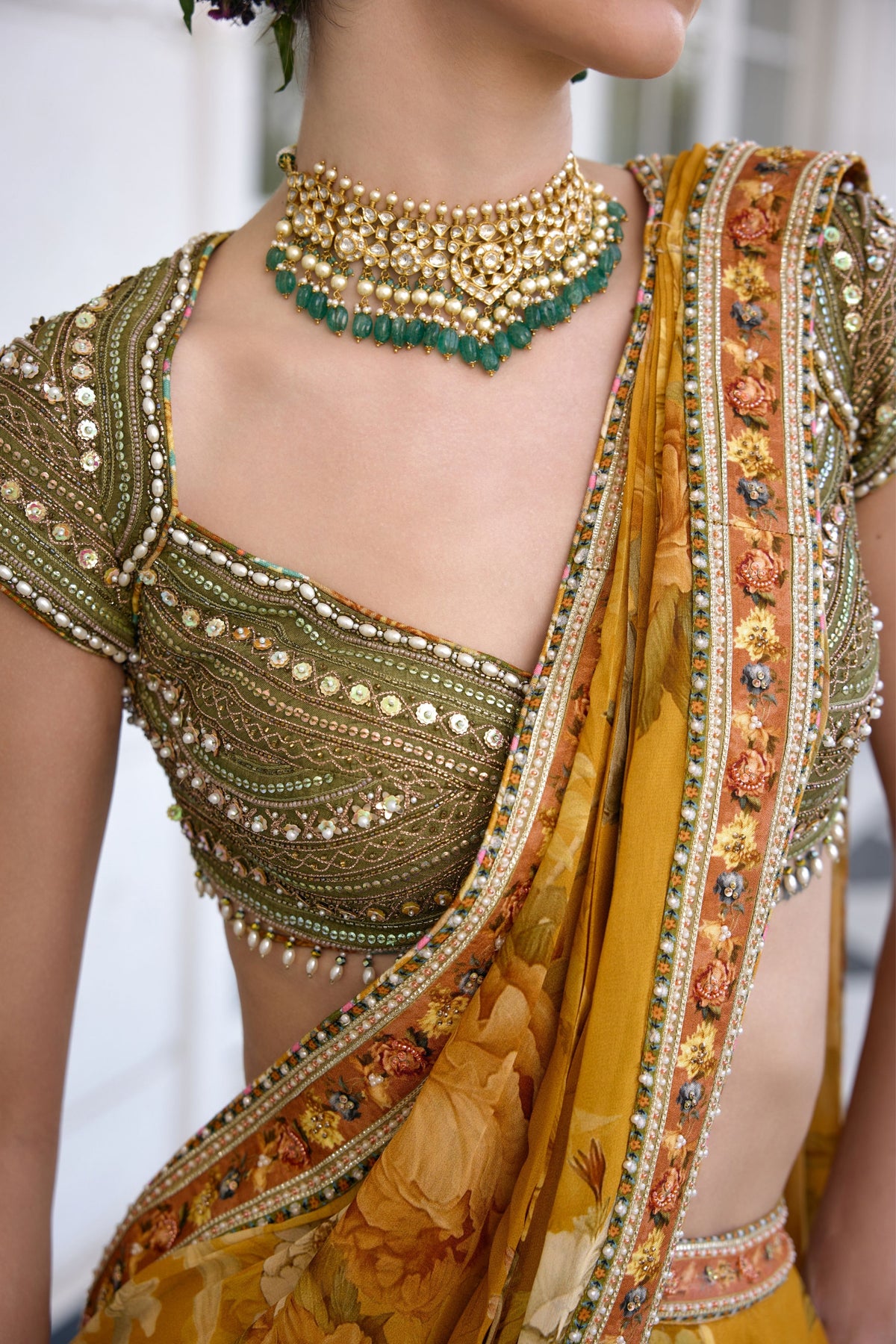 Frida Embroidered Drapes Saree Set