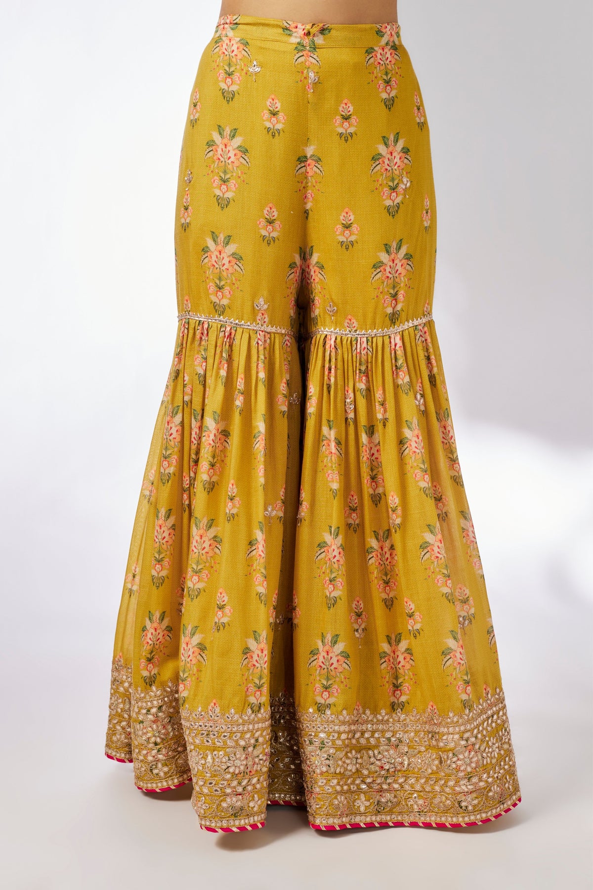 Mustard Dhriti Sleeveless Sharara Set