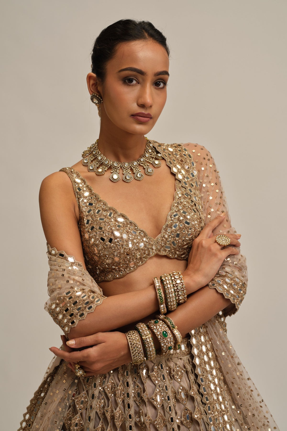 Beige Diamond Lehenga Set