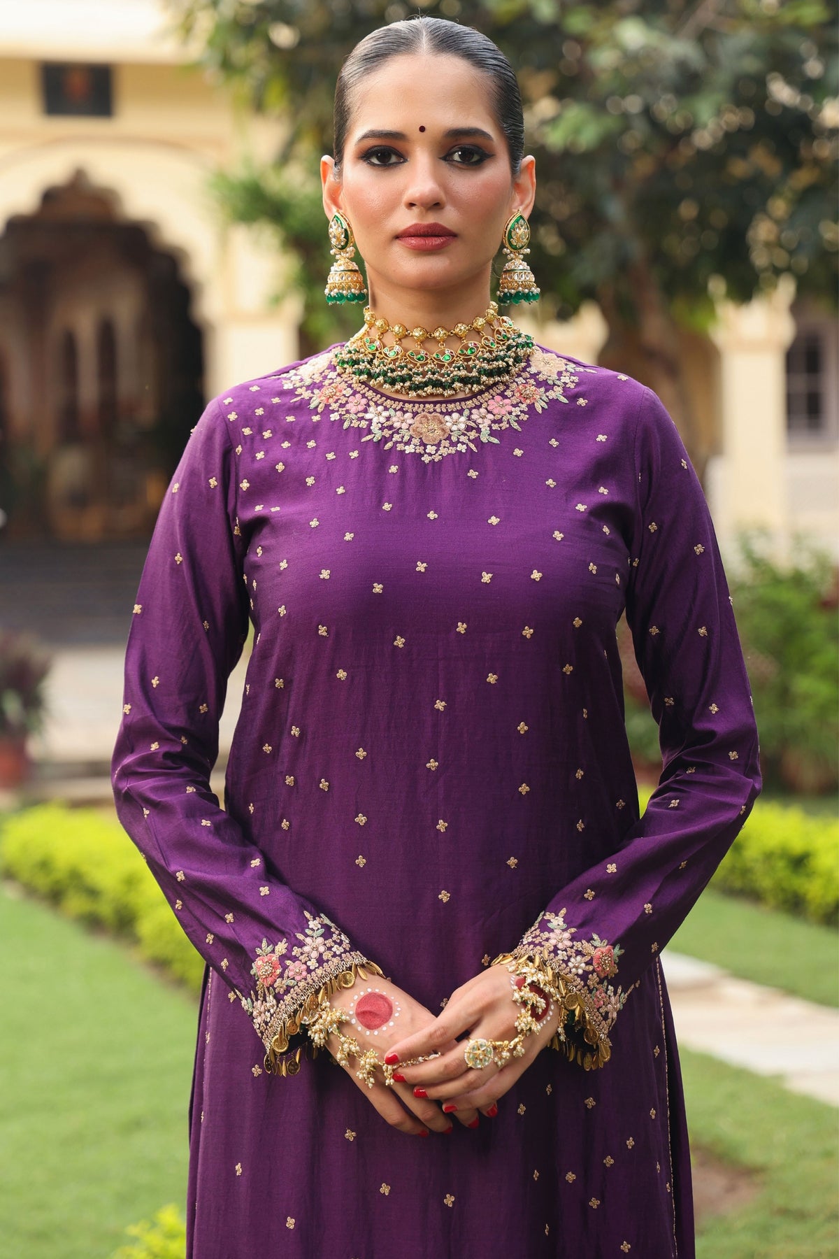 Ahista Purple Applique Kurta Set