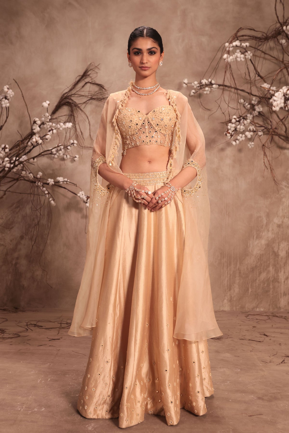 Ivory Cape Lehenga Set