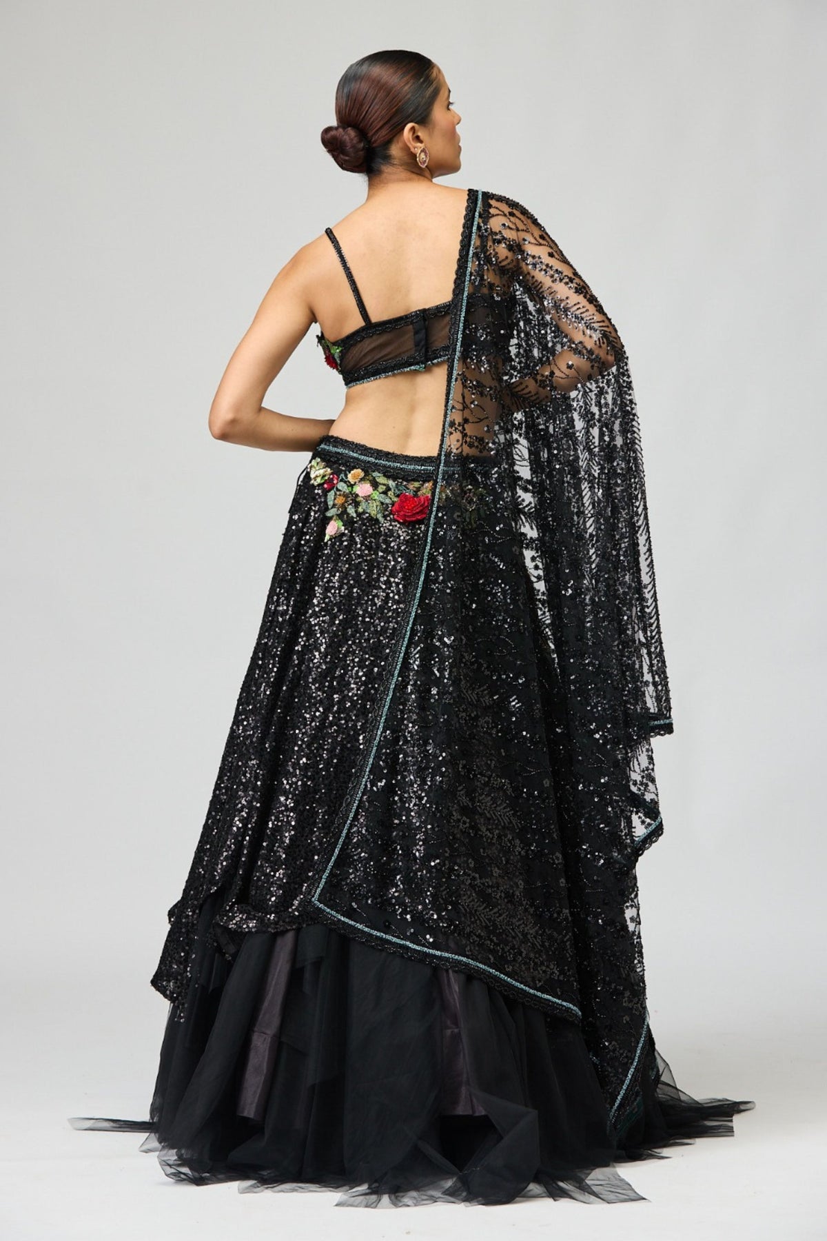 Black Sequin Lehenga Set