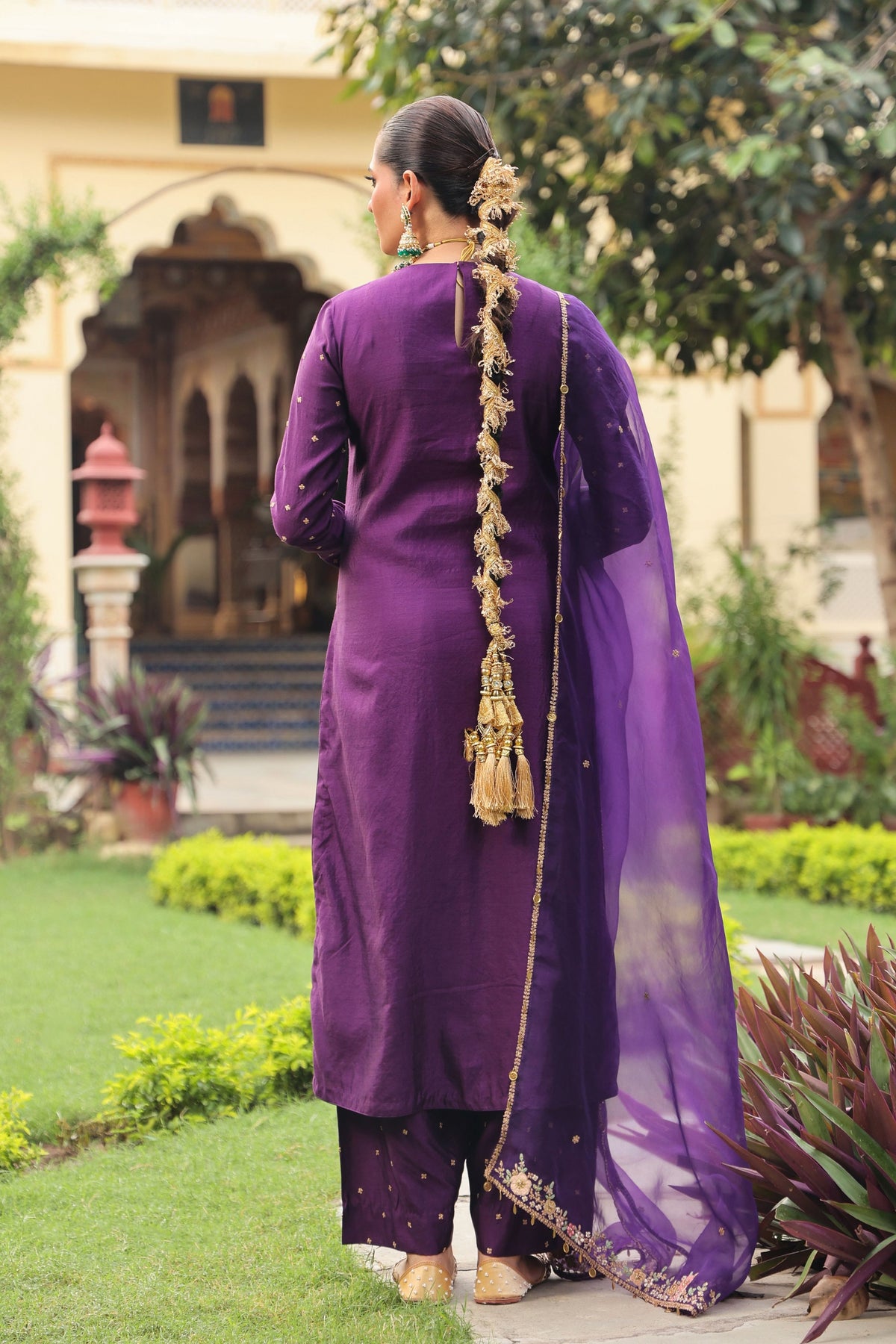Ahista Purple Applique Kurta Set