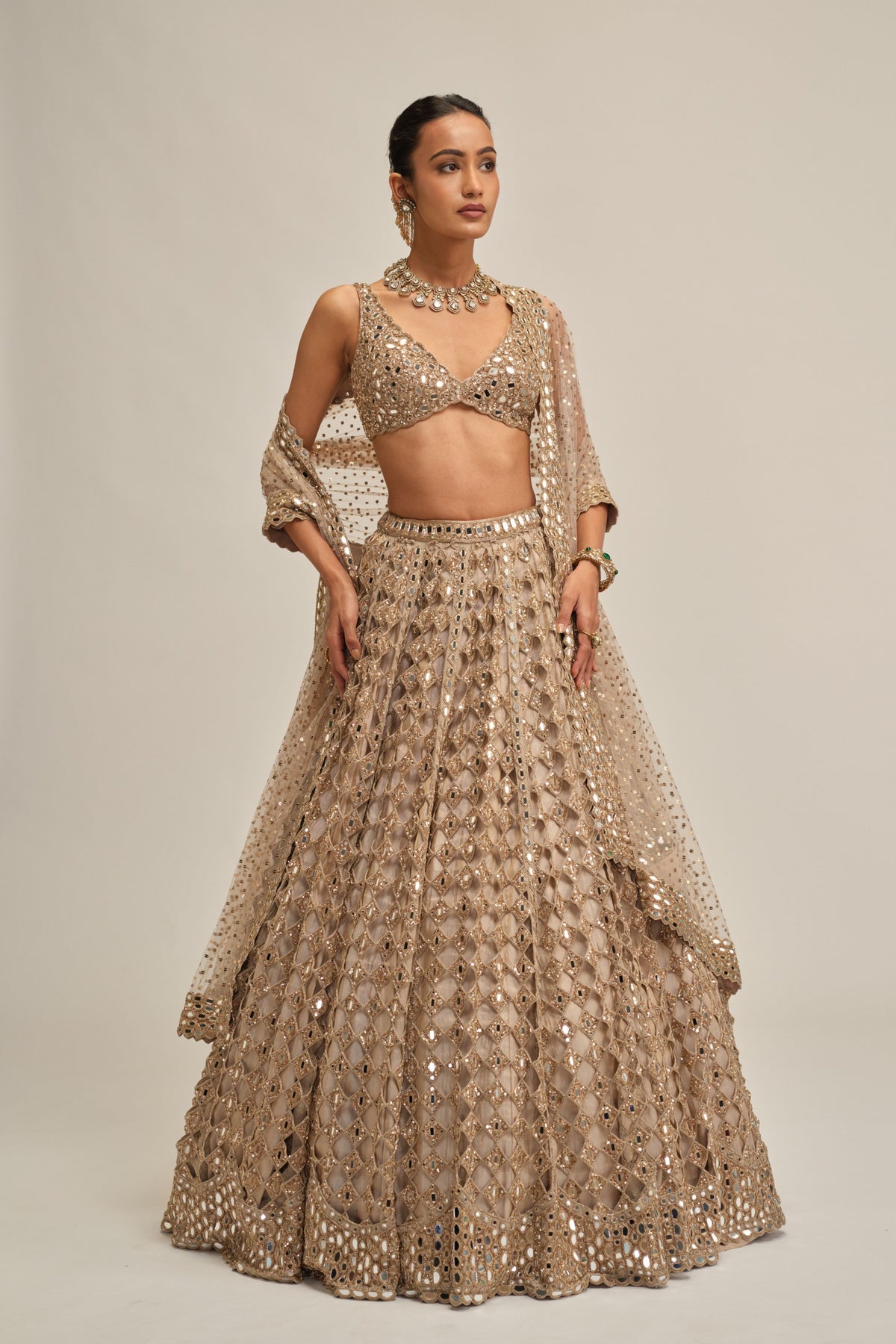 Beige Diamond Lehenga Set
