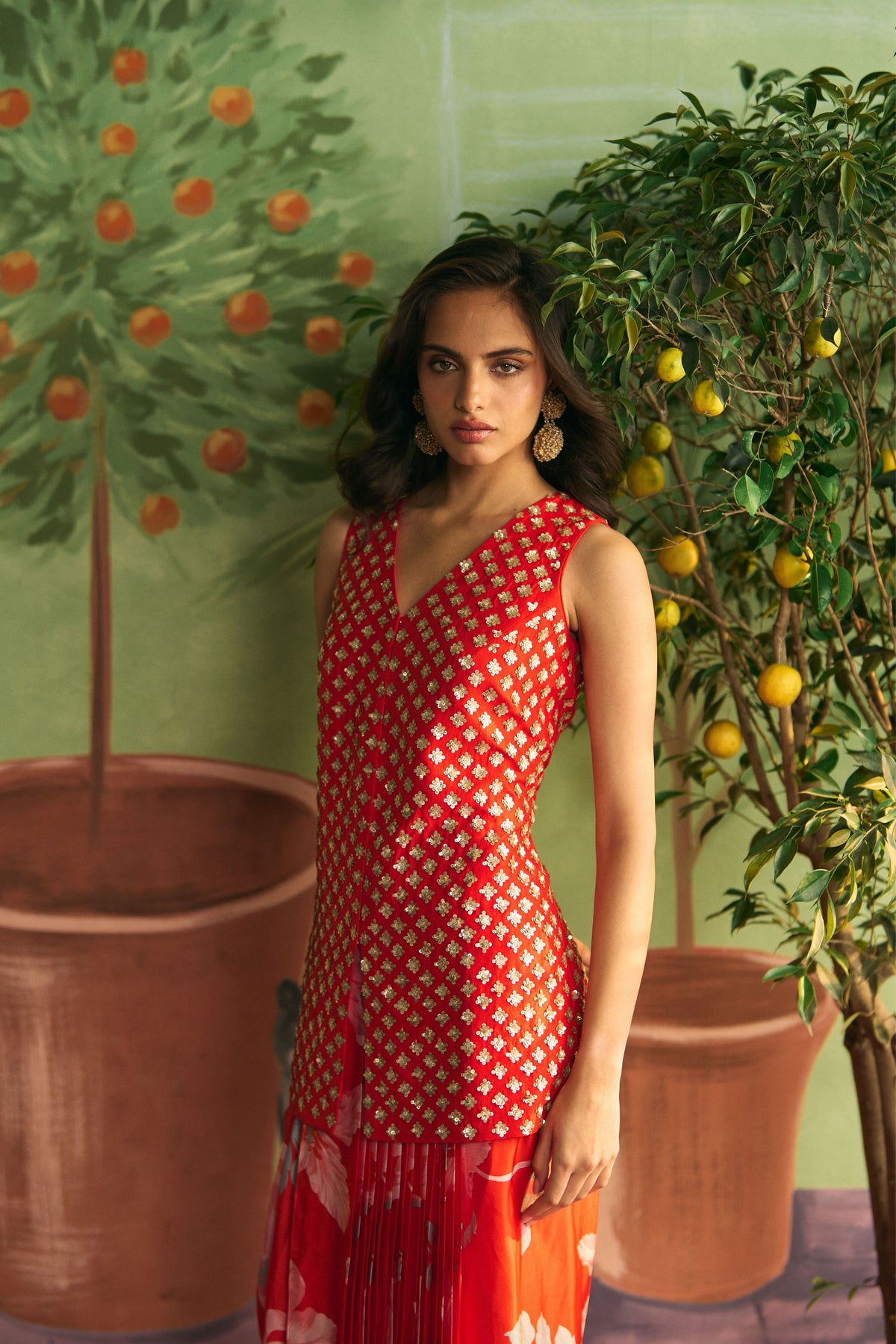 Crimson Garden Skirt Set