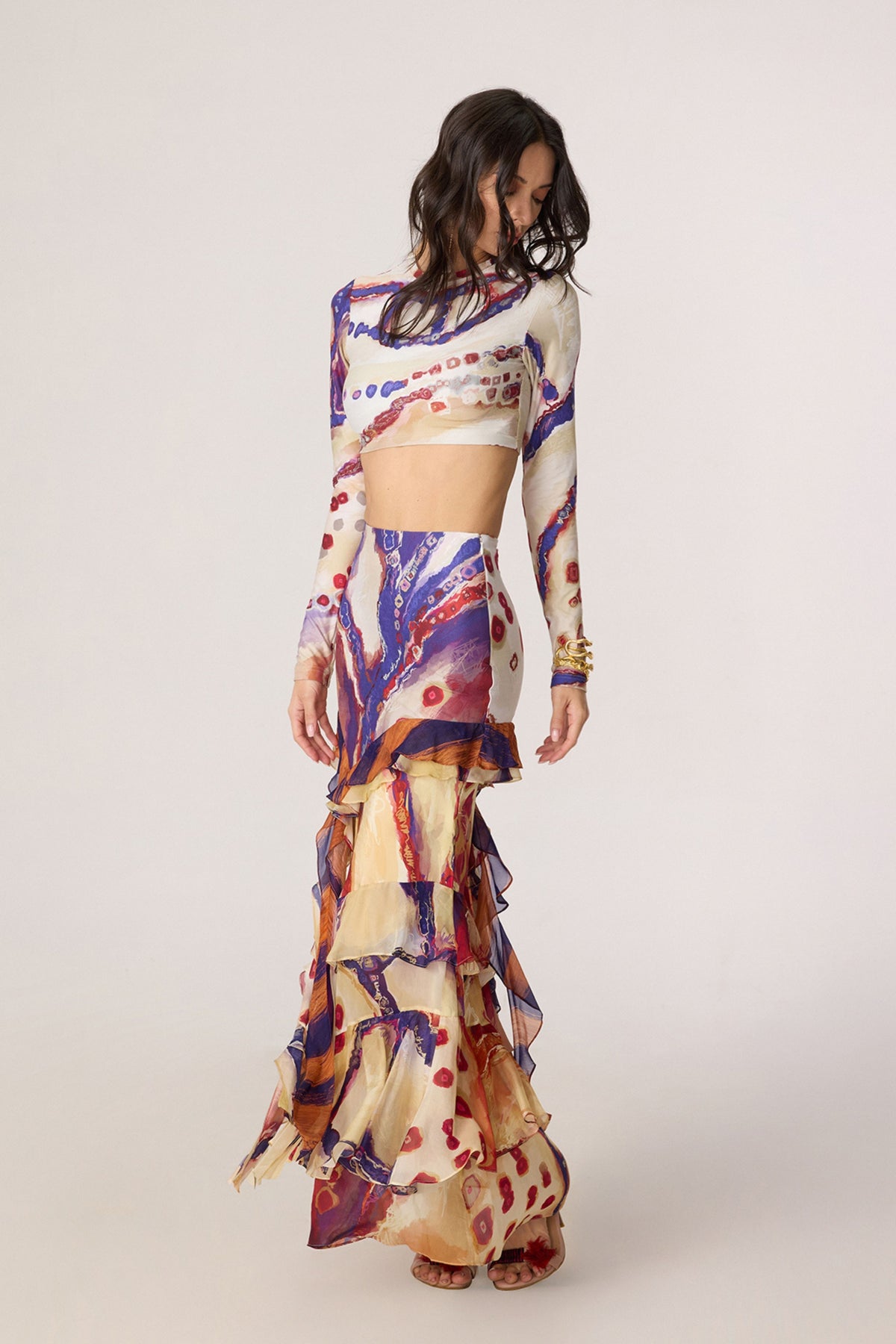Zavi Blouse & Marieya Skirt Set