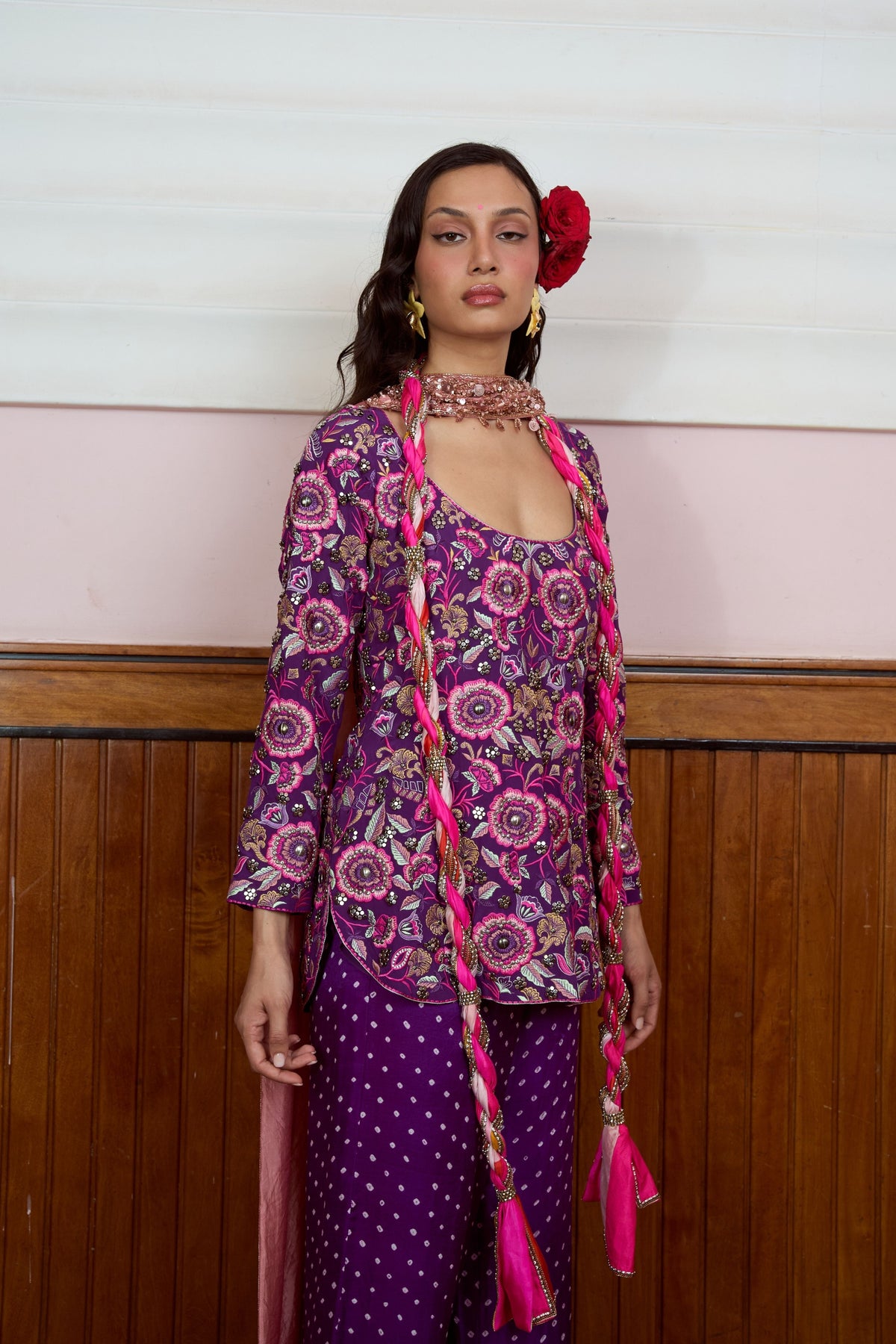 Dream Girl Purple Sequin Kurta Set