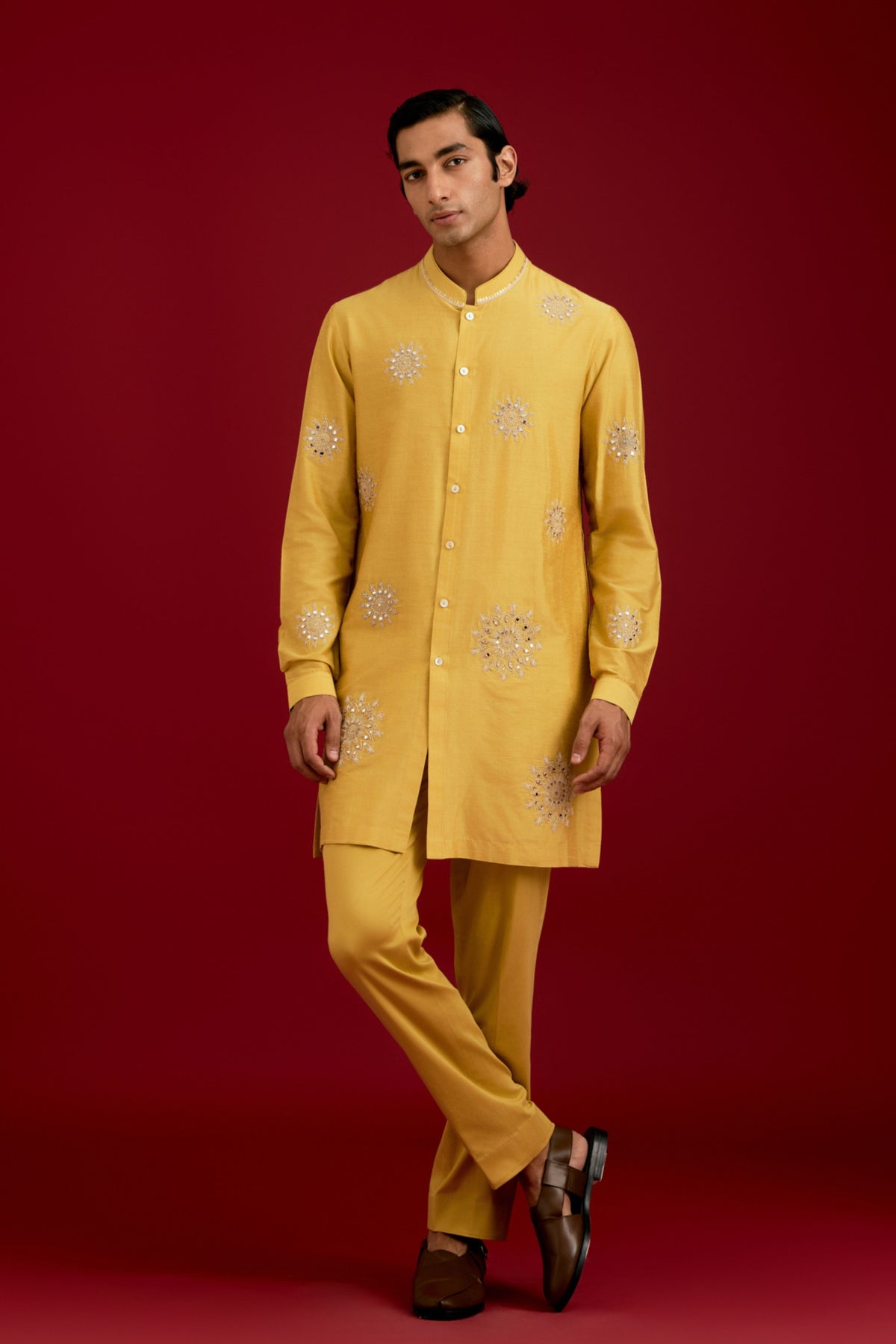 Mustard Cotton Kurta Set