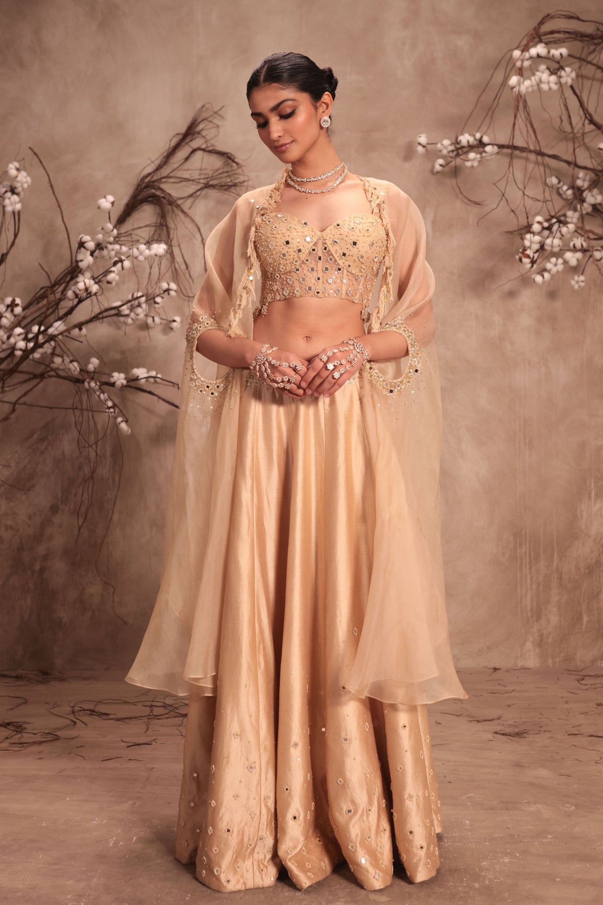 Ivory Cape Lehenga Set