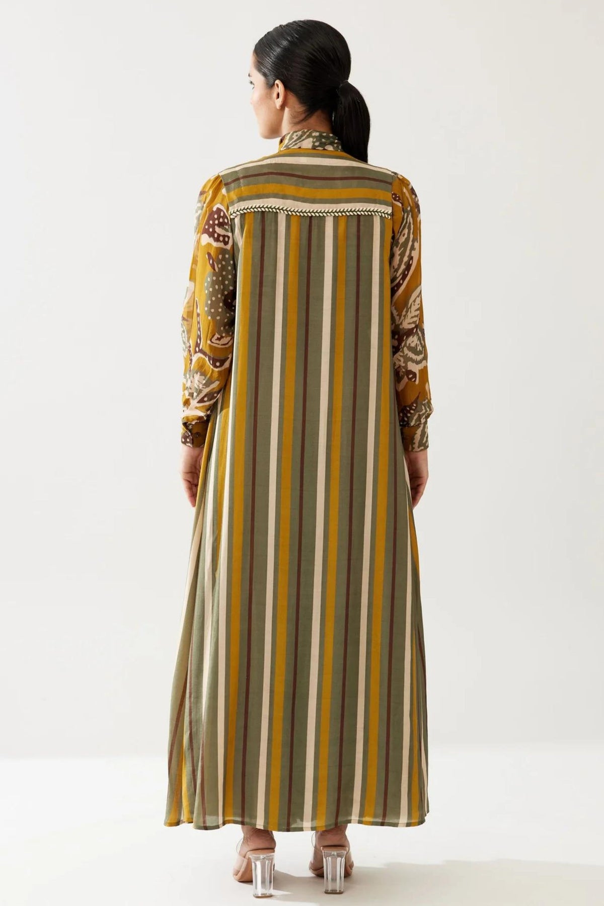 Mustard And Olive Stripe Cape