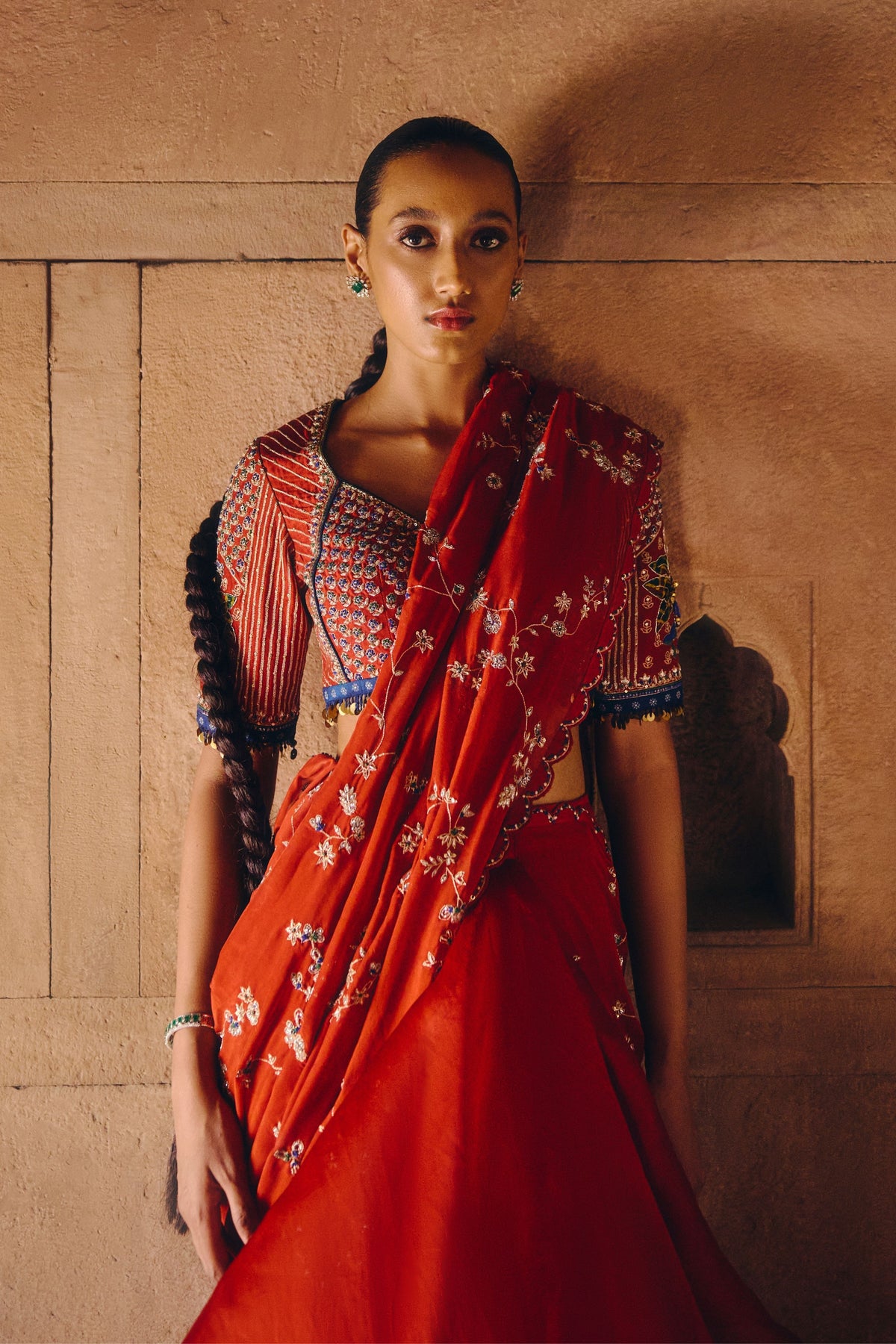 Crimson Draped Saree