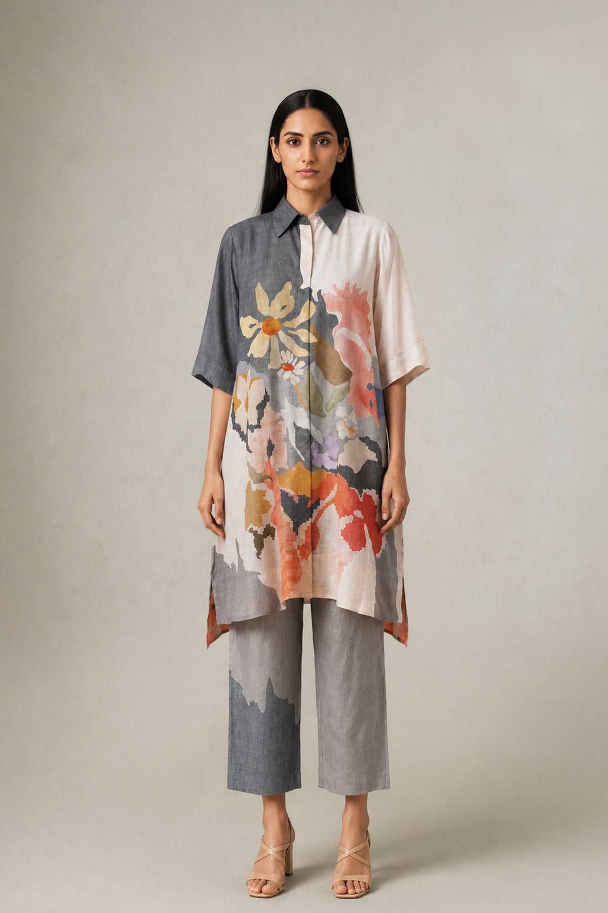Ikat Slate Tunic Set