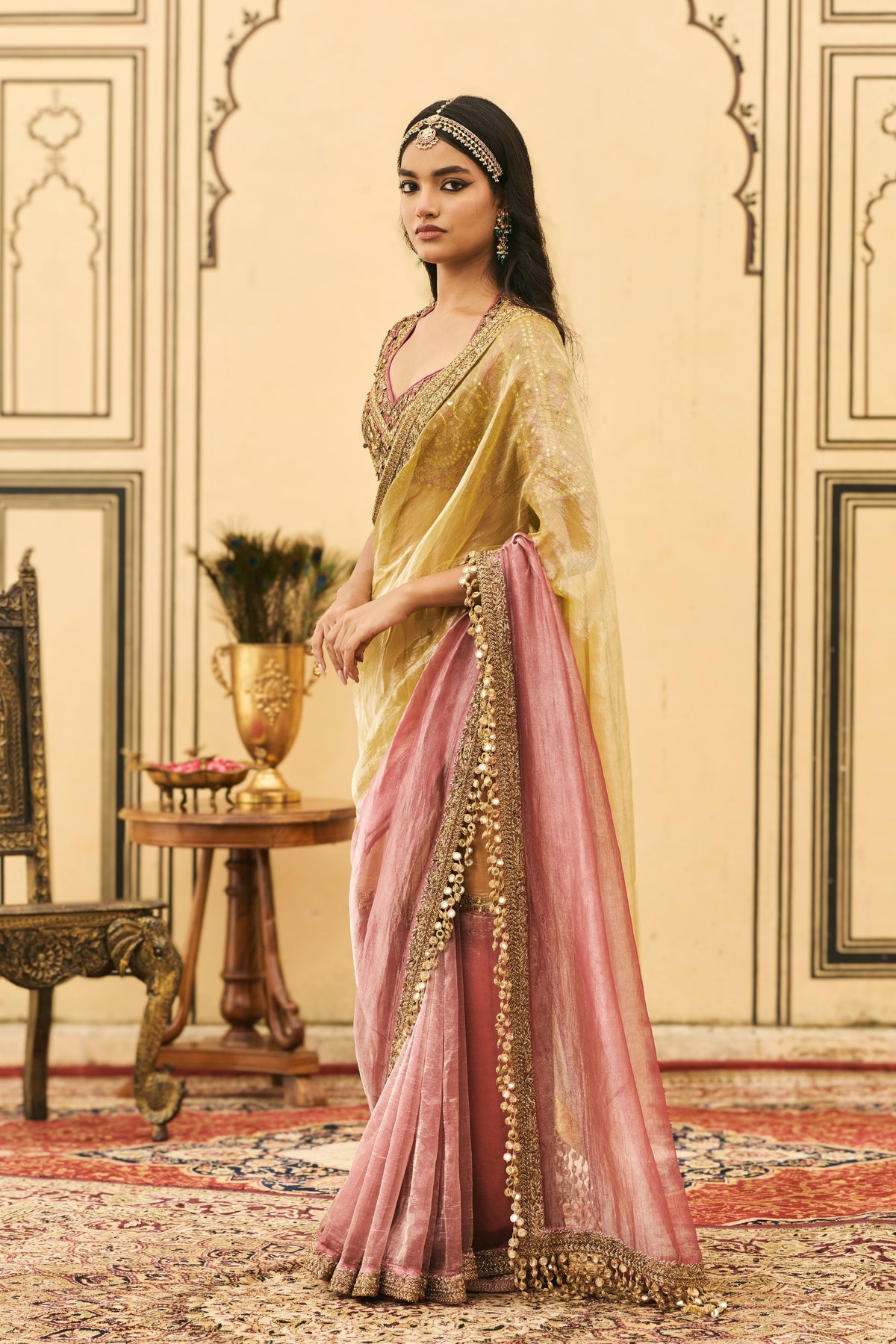 Peela Zardosi Saree Set