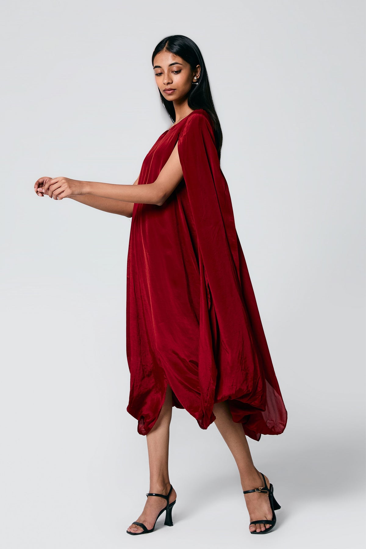 Red Double Cowl Dress