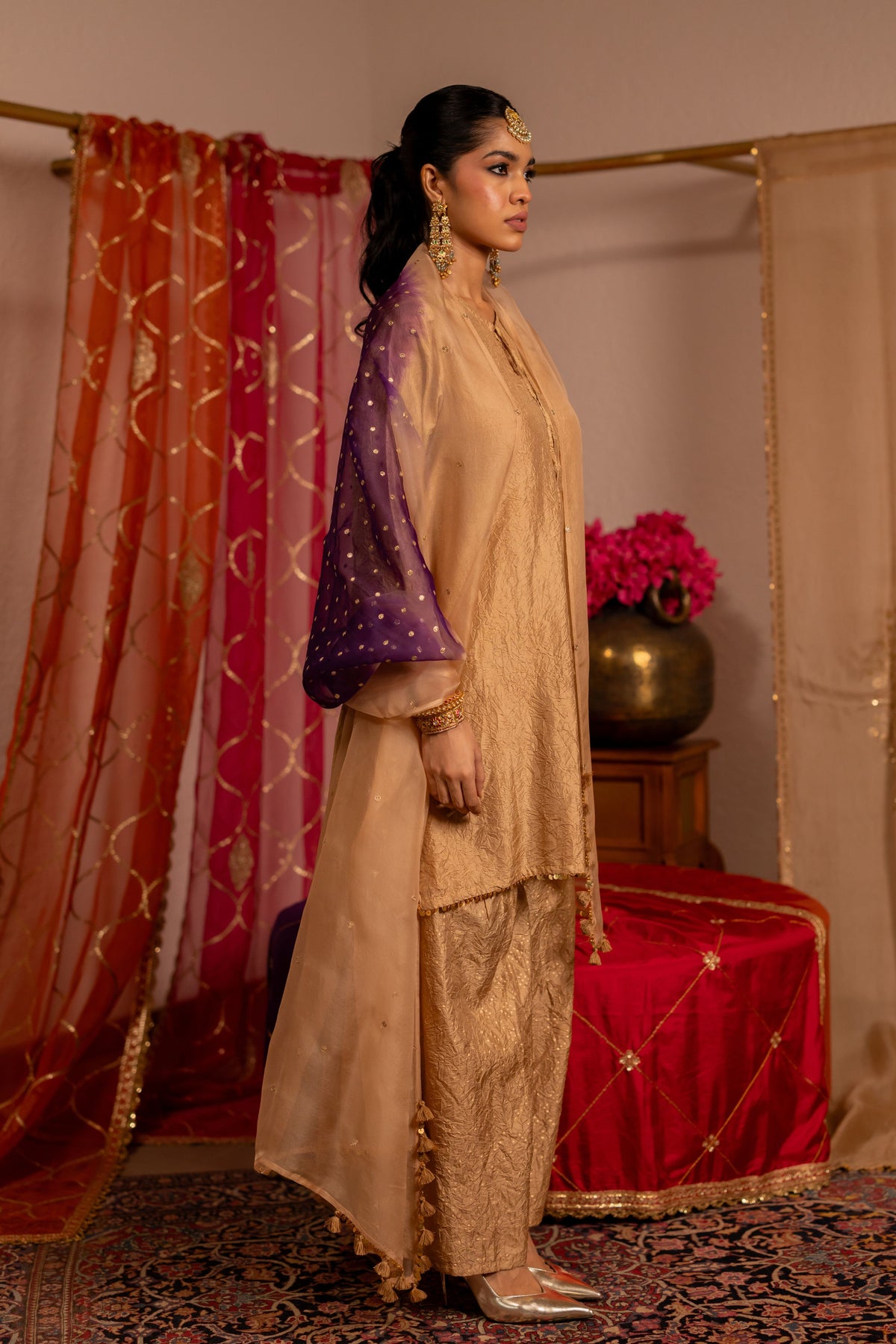 Beige Organza Gul Dupatta