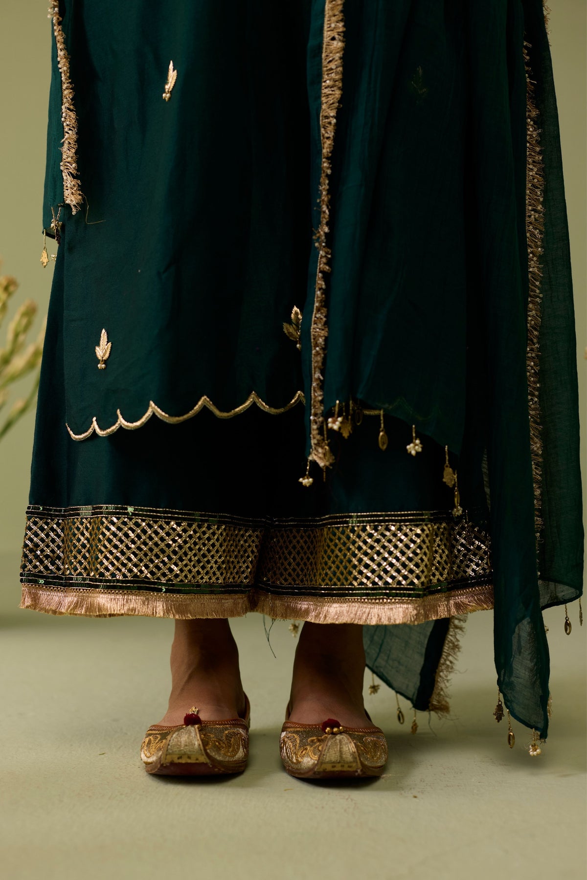 Green Embroidered Kurta Set